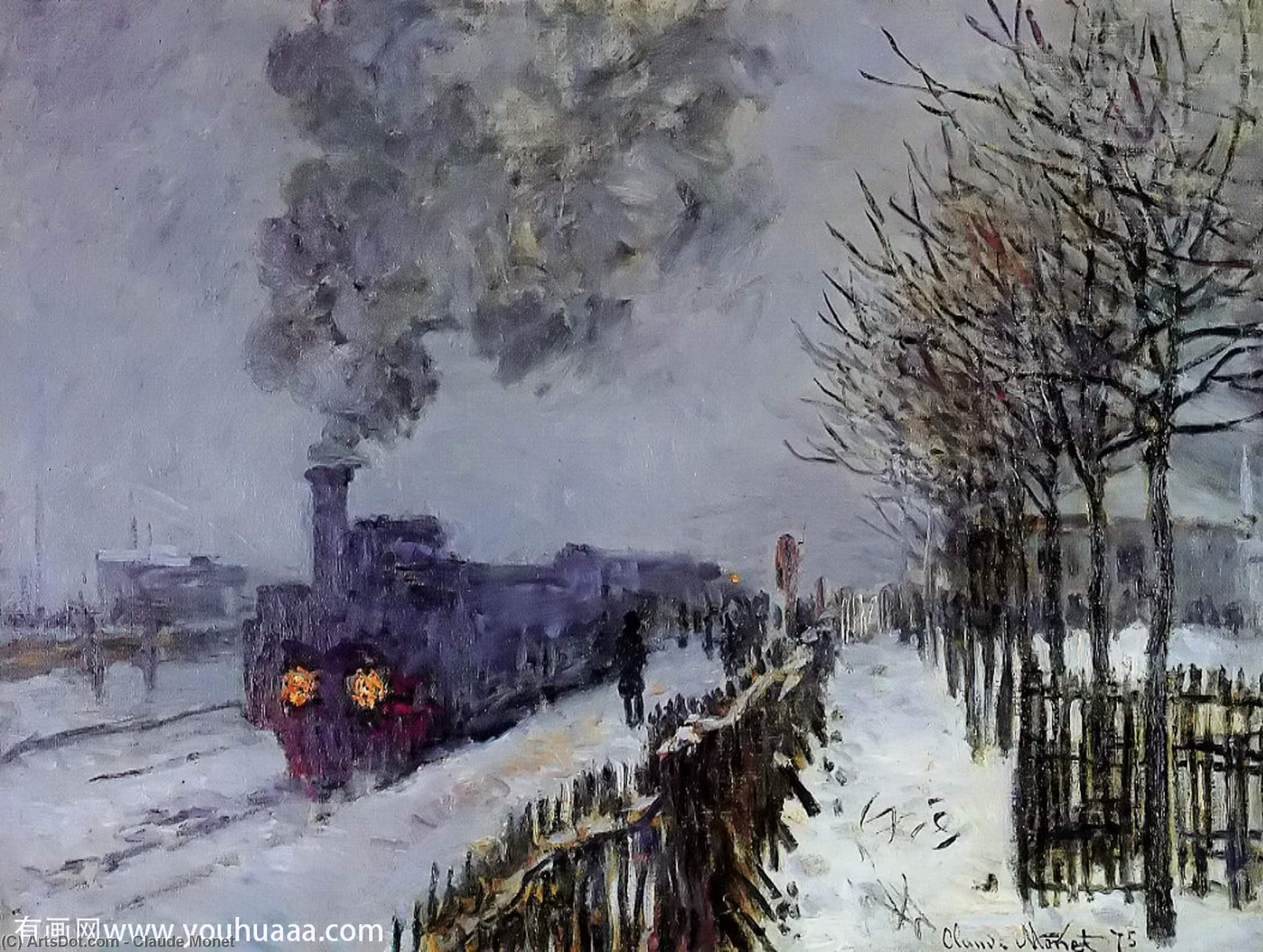 Order Oil Painting Replica Train in the Snow or The Locomotive, 1875 by Claude Monet (1840-1926, France) | ArtsDot.com