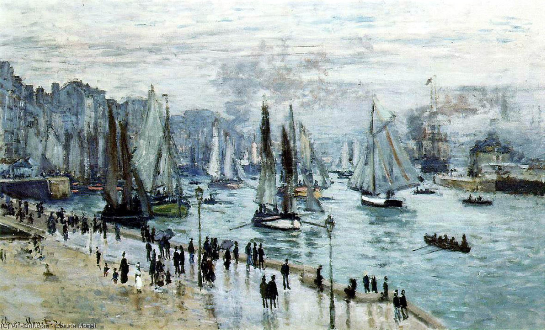 Order Oil Painting Replica Fishing Boats Leaving the Harbor, Le Havre, 1874 by Claude Monet (1840-1926, France) | ArtsDot.com