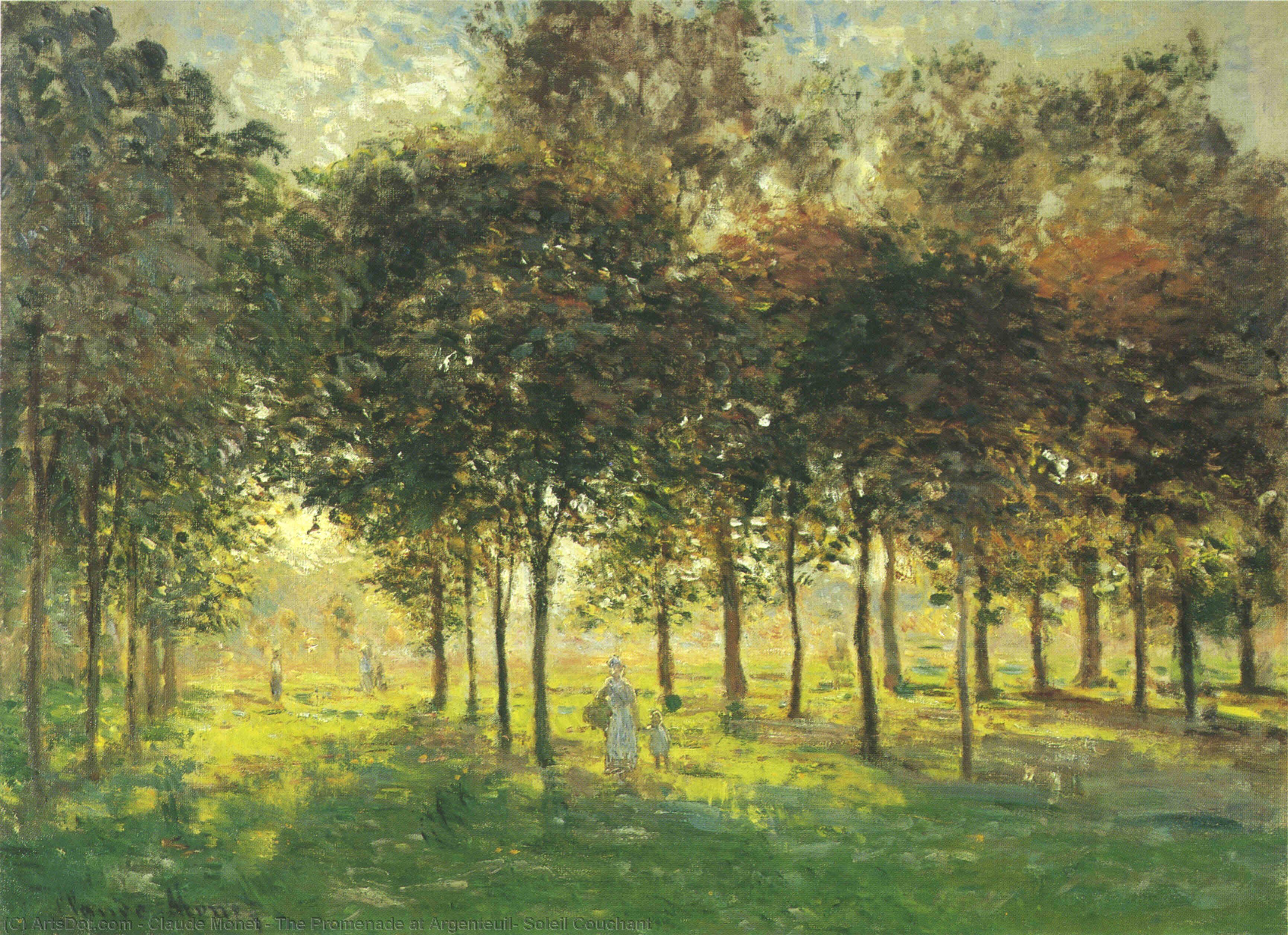 Buy Museum Art Reproductions The Promenade at Argenteuil, Soleil Couchant, 1874 by Claude Monet (1840-1926, France) | ArtsDot.com