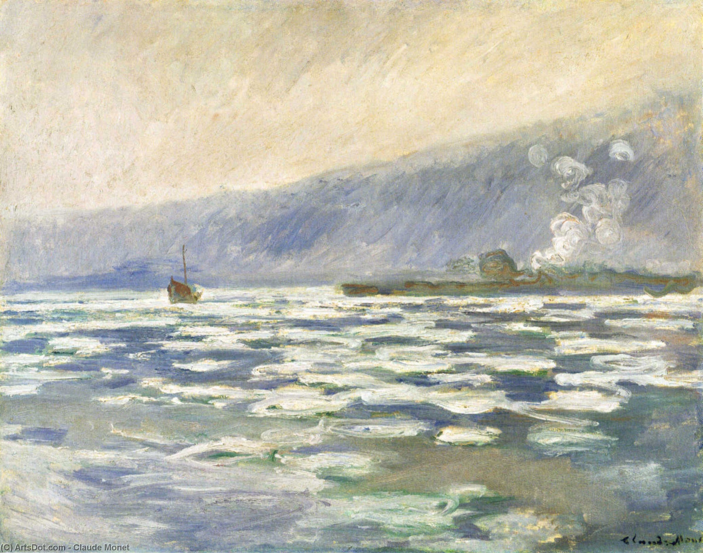 Order Oil Painting Replica Ice, Lock Port Villez, 1893 by Claude Monet (1840-1926, France) | ArtsDot.com