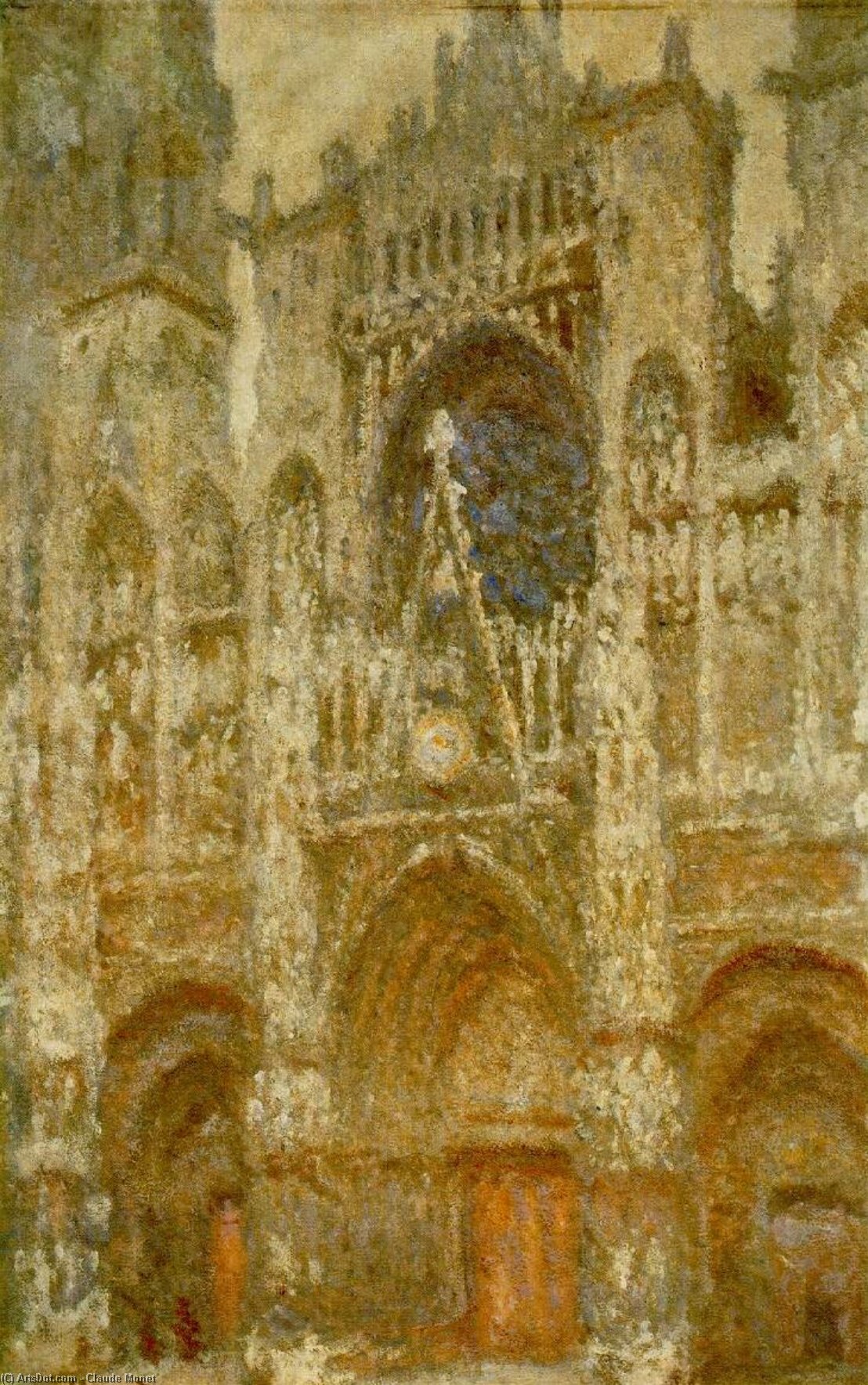 Order Oil Painting Replica Rouen Cathedral,The Gate, Grey Weather by Claude Monet (1840-1926, France) | ArtsDot.com