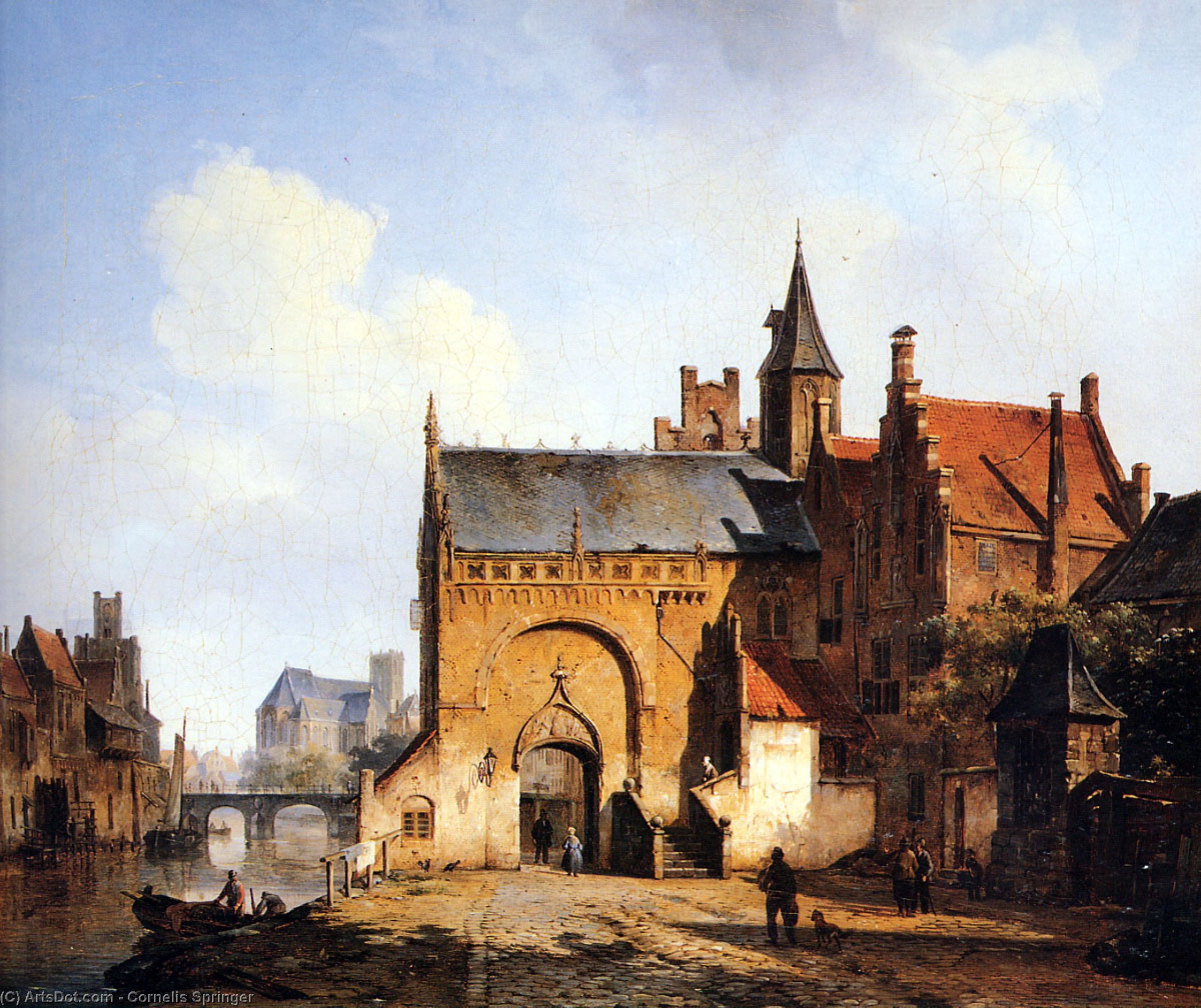 Order Paintings Reproductions Fantasy cityview of Maassluis by Cornelis Springer (1817-1891) | ArtsDot.com
