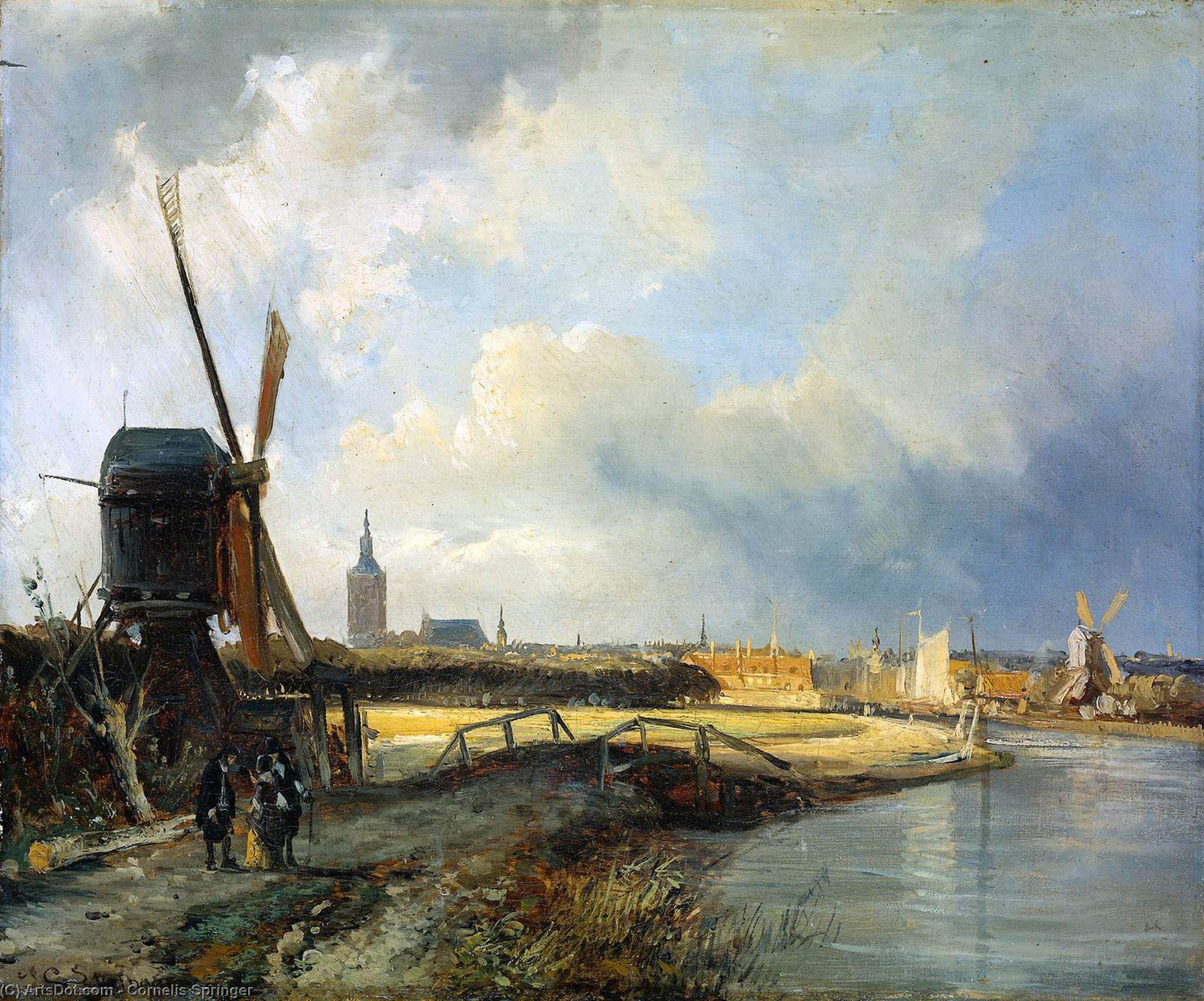 Buy Museum Art Reproductions Study for View on Den Haag by Cornelis Springer (1817-1891) | ArtsDot.com