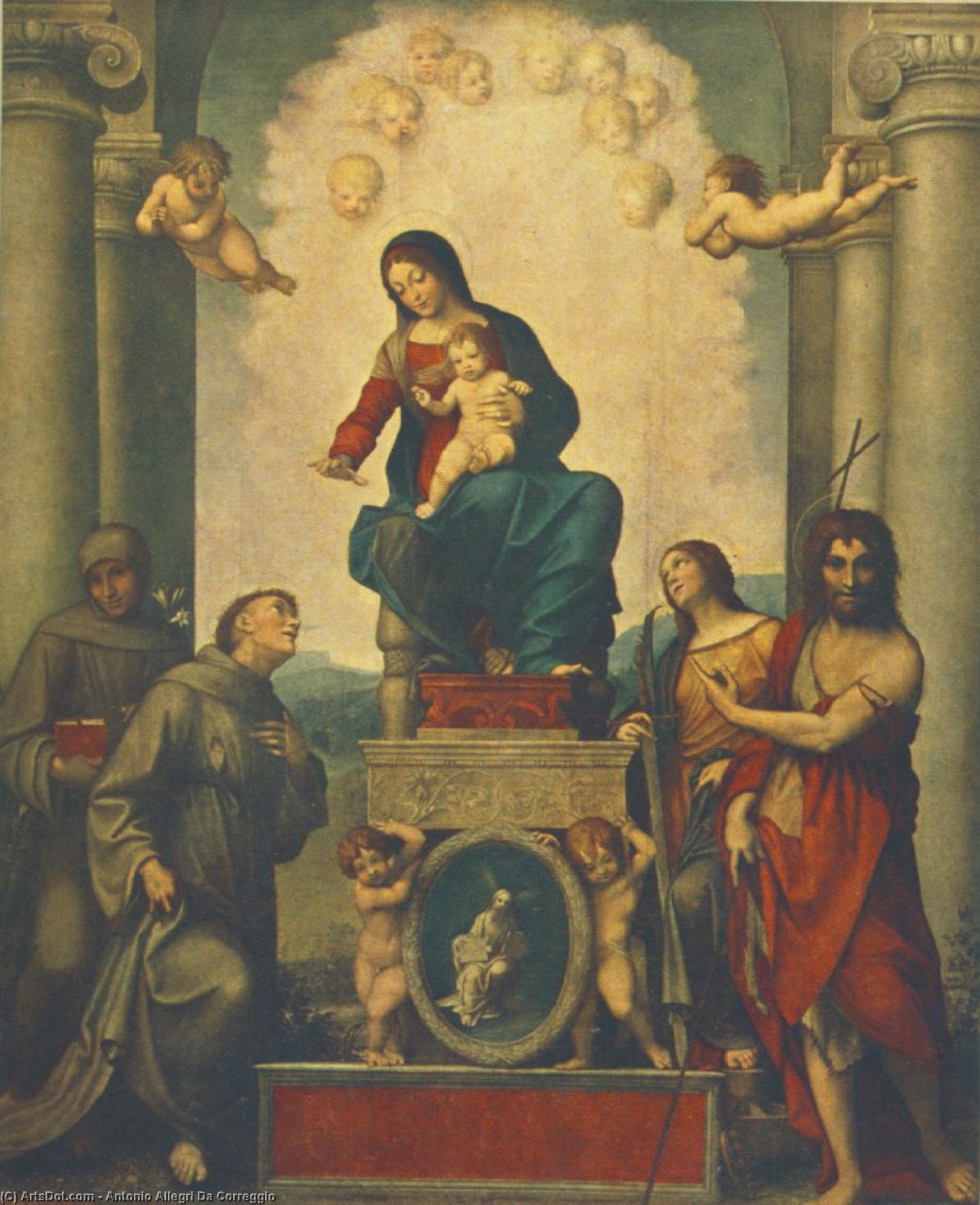 Order Art Reproductions Madonna and Child with Saint Francis, 1514 by Antonio Allegri Da Correggio (1489-1534, Italy) | ArtsDot.com