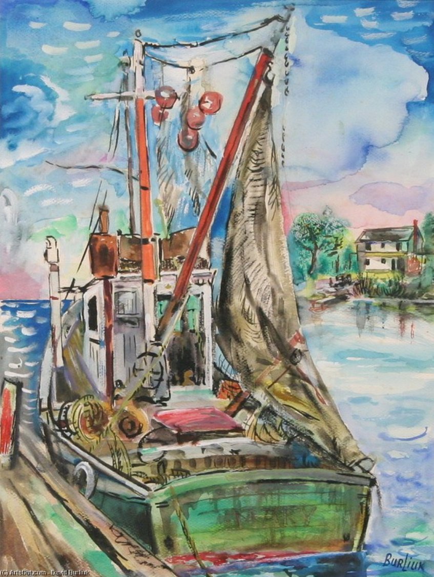 Buy Museum Art Reproductions Fishing Boat, Rockport by David Davidovich Burliuk (Inspired By) (1882-1967) | ArtsDot.com