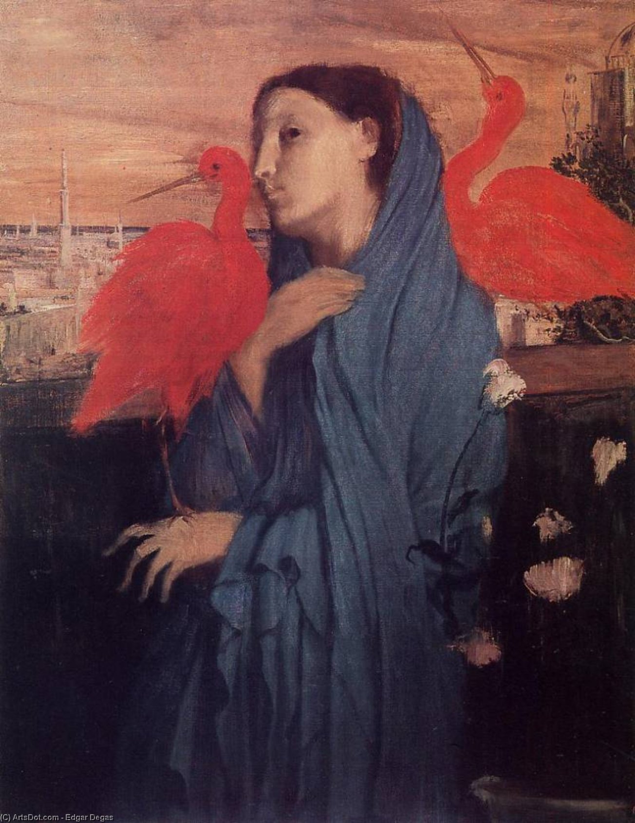Order Oil Painting Replica Woman on a Terrace (Young Woman and Ibis), 1857 by Edgar Degas (1834-1917, France) | ArtsDot.com