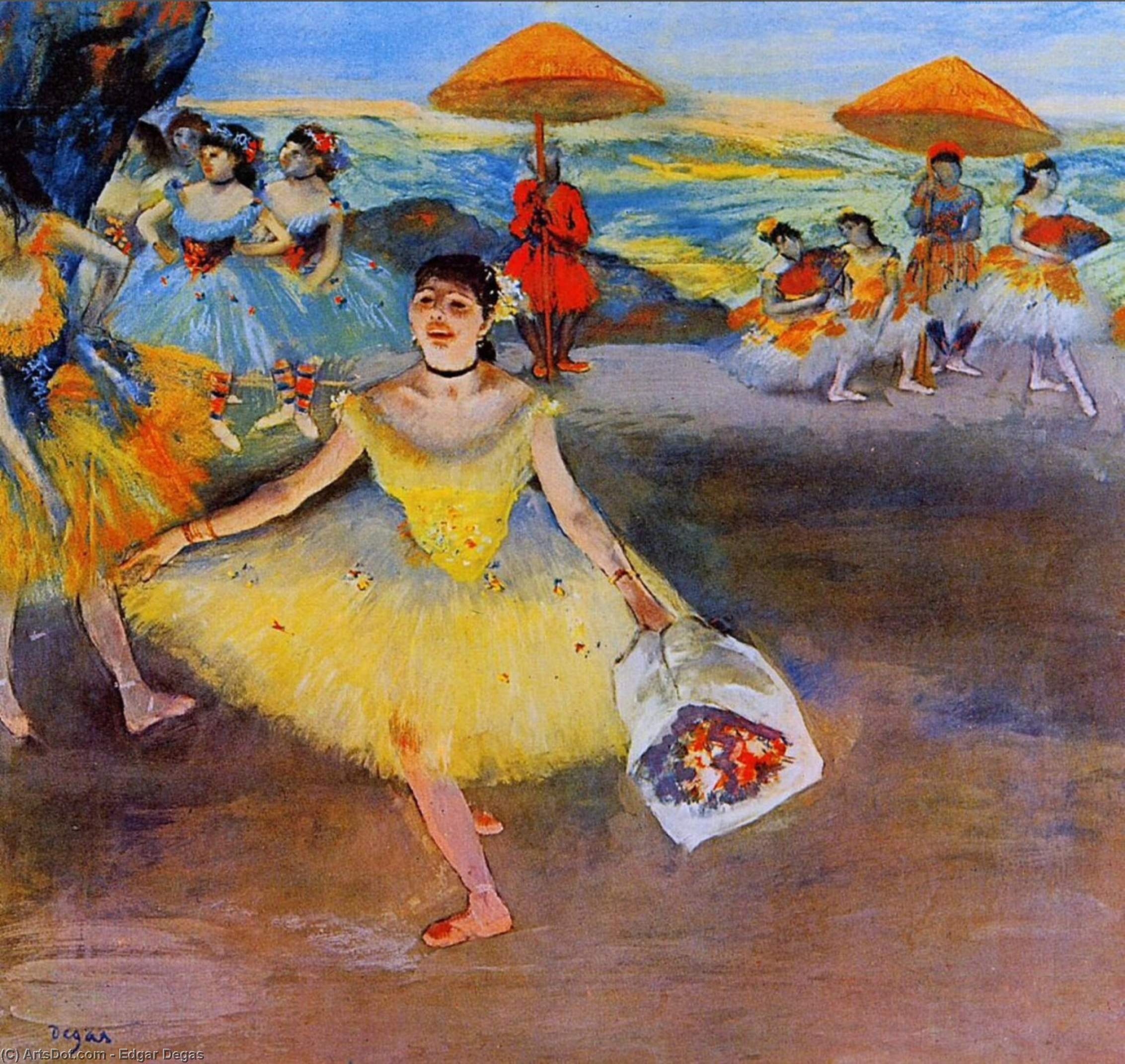 Order Oil Painting Replica Dancer with a Bouquet Bowing, 1877 by Edgar Degas (1834-1917, France) | ArtsDot.com