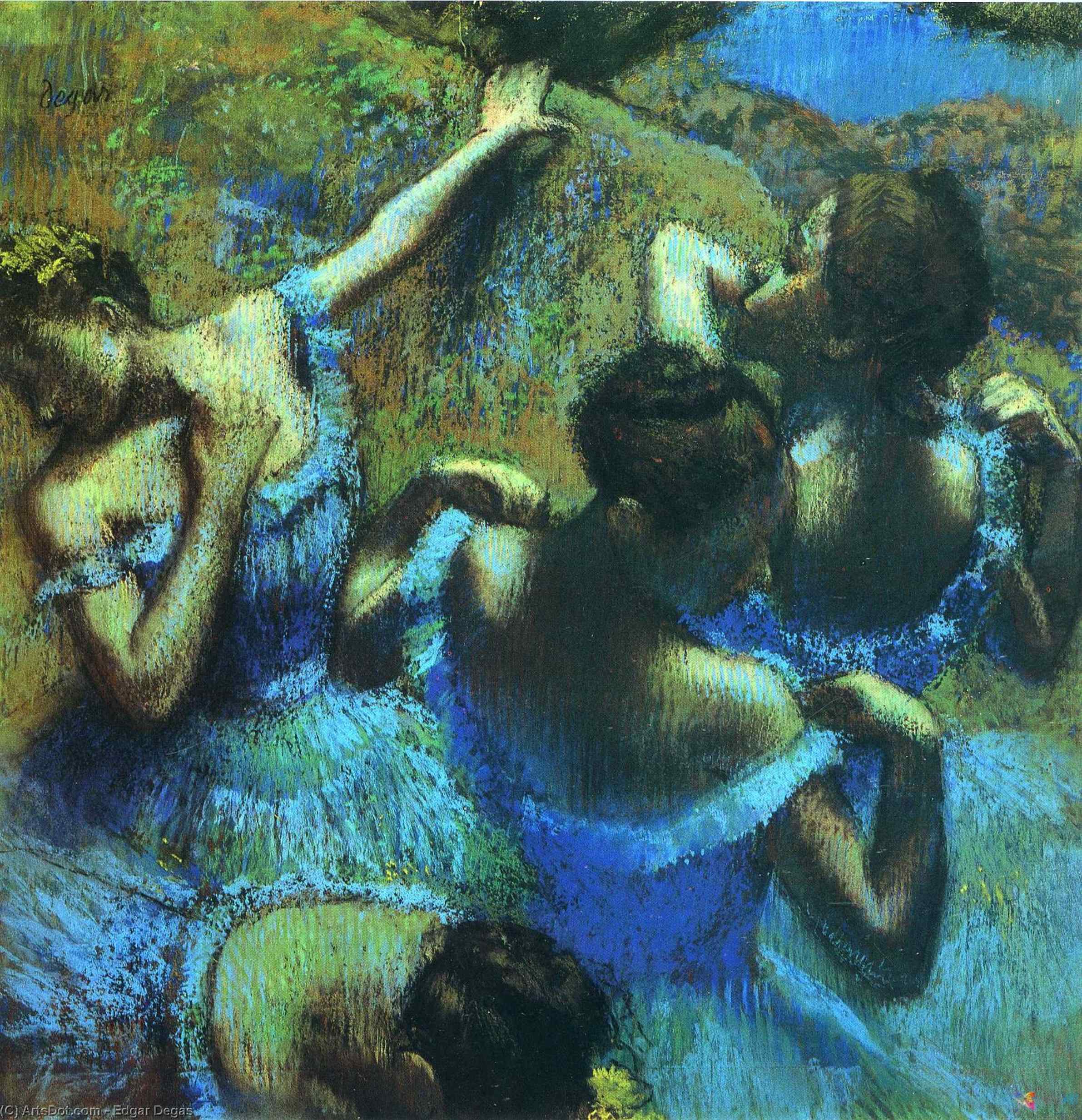 Order Oil Painting Replica Blue Dancers by Edgar Degas (1834-1917, France) | ArtsDot.com