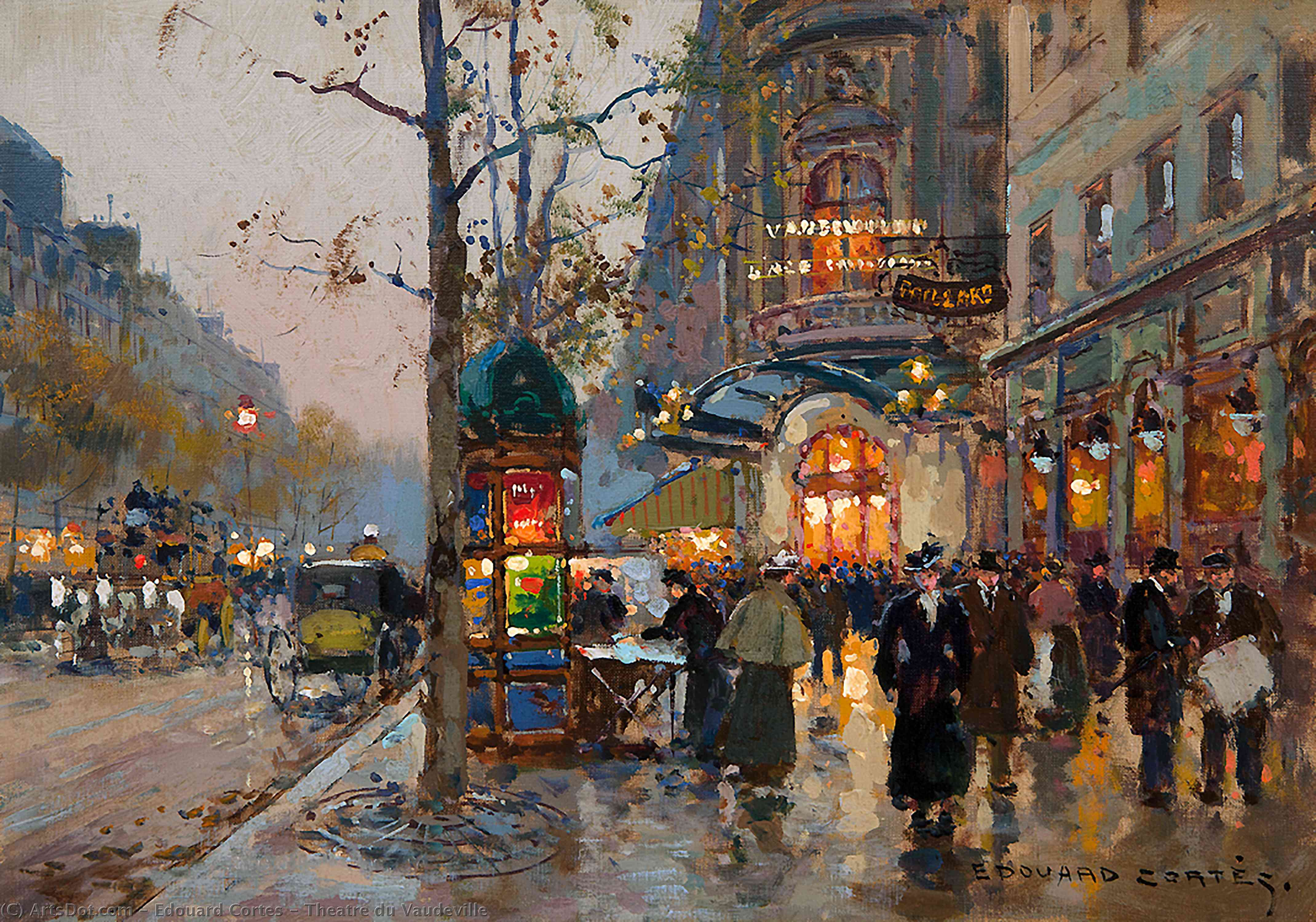 Order Oil Painting Replica Theatre du Vaudeville by Edouard Cortes (Inspired By) (1882-1969, France) | ArtsDot.com