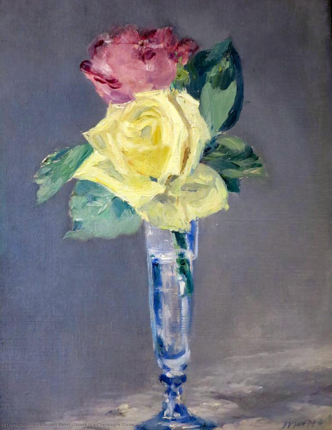 Order Oil Painting Replica Roses in a Champagne Glass, 1882 by Edouard Manet (1832-1883, France) | ArtsDot.com