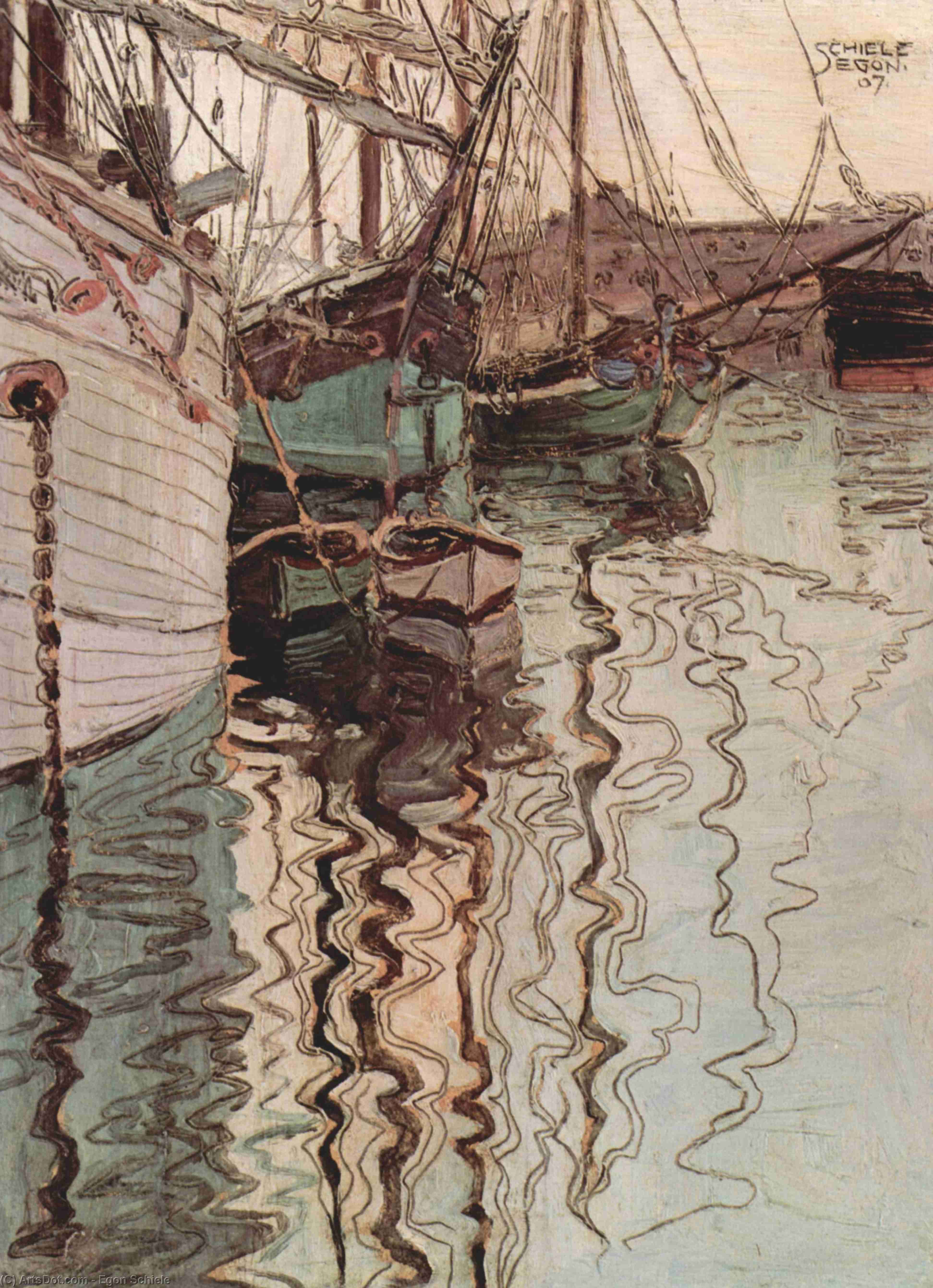 Buy Museum Art Reproductions Harbor of Trieste, 1907 by Egon Schiele (1890-1918, Croatia) | ArtsDot.com