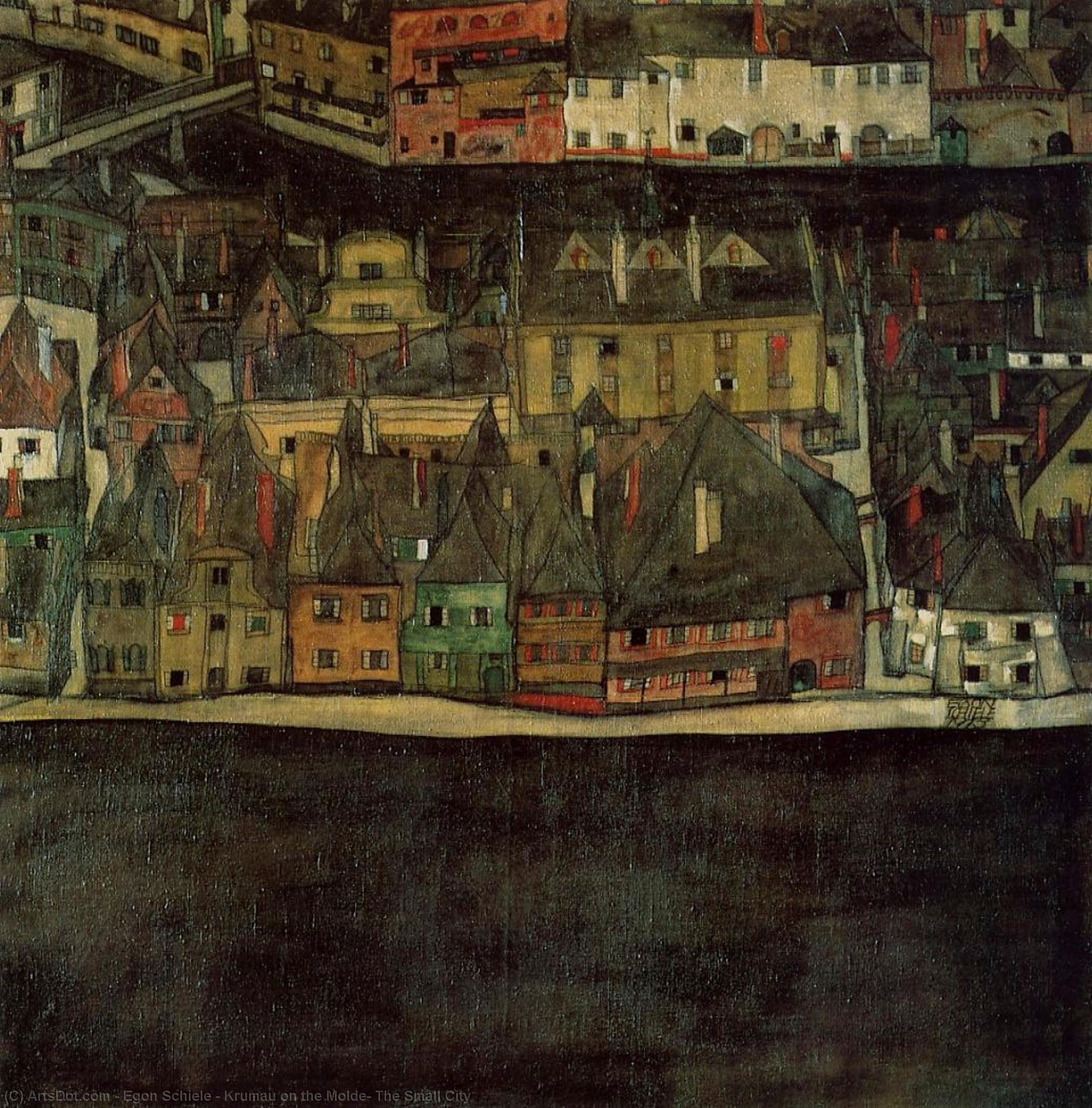 Order Oil Painting Replica Krumau on the Molde, The Small City, 1912 by Egon Schiele (1890-1918, Croatia) | ArtsDot.com