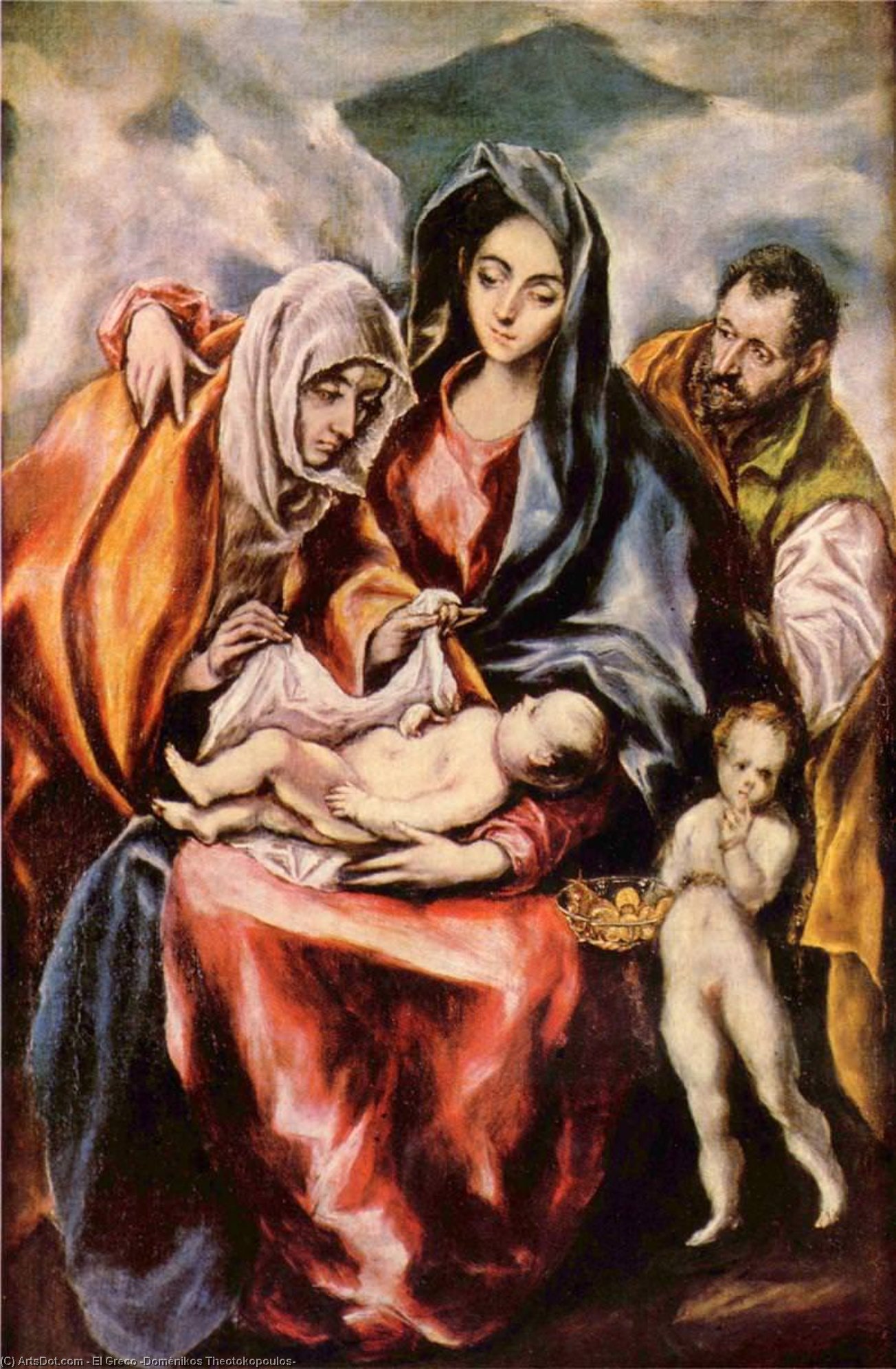 Order Oil Painting Replica The Holy Family with St. Anne and the Young St. John the Baptist, 1601 by El Greco (Doménikos Theotokopoulos) (1541-1614, Greece) | ArtsDot.com