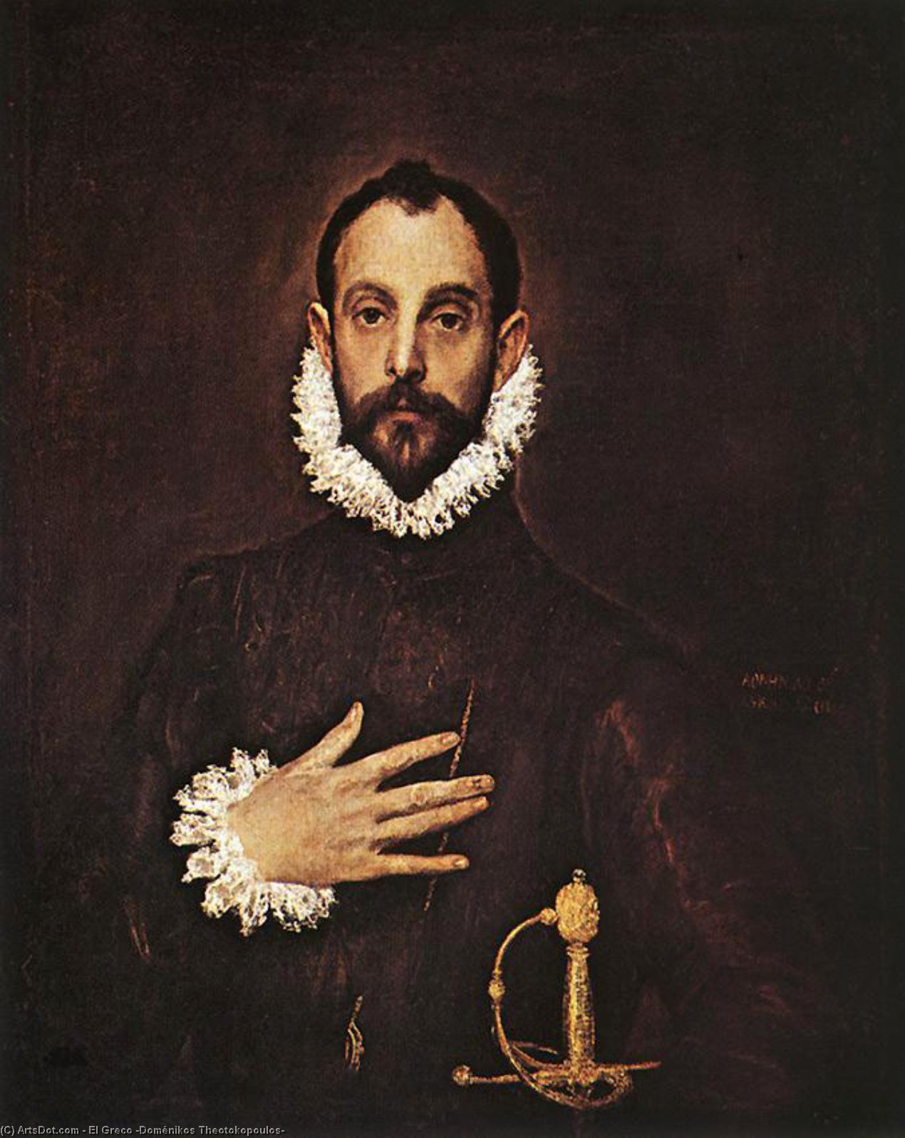 Order Artwork Replica The Knight with his hand on his breast, 1584 by El Greco (Doménikos Theotokopoulos) (1541-1614, Greece) | ArtsDot.com