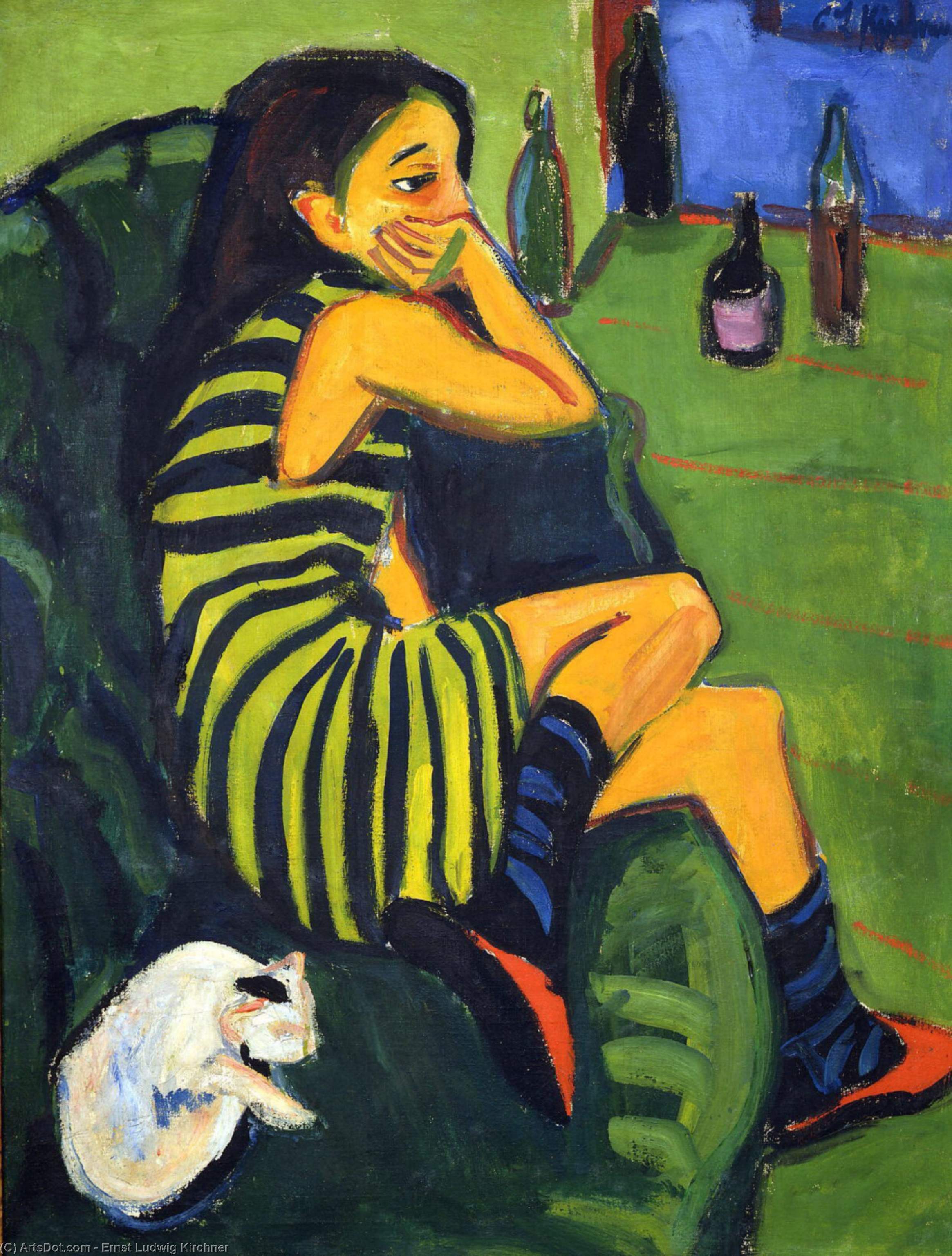 Order Oil Painting Replica Female Artist, 1910 by Ernst Ludwig Kirchner (1880-1938, Germany) | ArtsDot.com