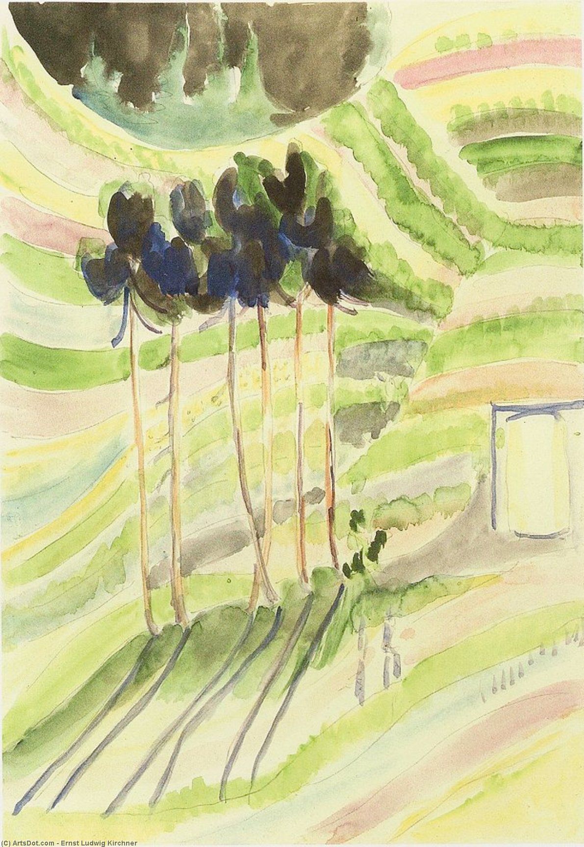Order Art Reproductions Trees, 1935 by Ernst Ludwig Kirchner (1880-1938, Germany) | ArtsDot.com