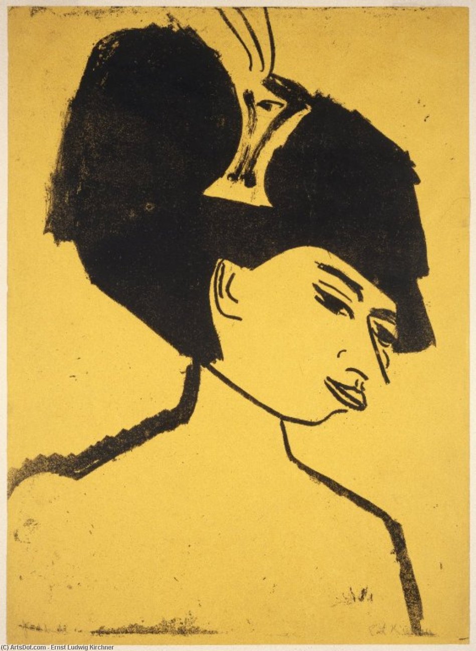 Order Oil Painting Replica Milliner with Hat, 1910 by Ernst Ludwig Kirchner (1880-1938, Germany) | ArtsDot.com