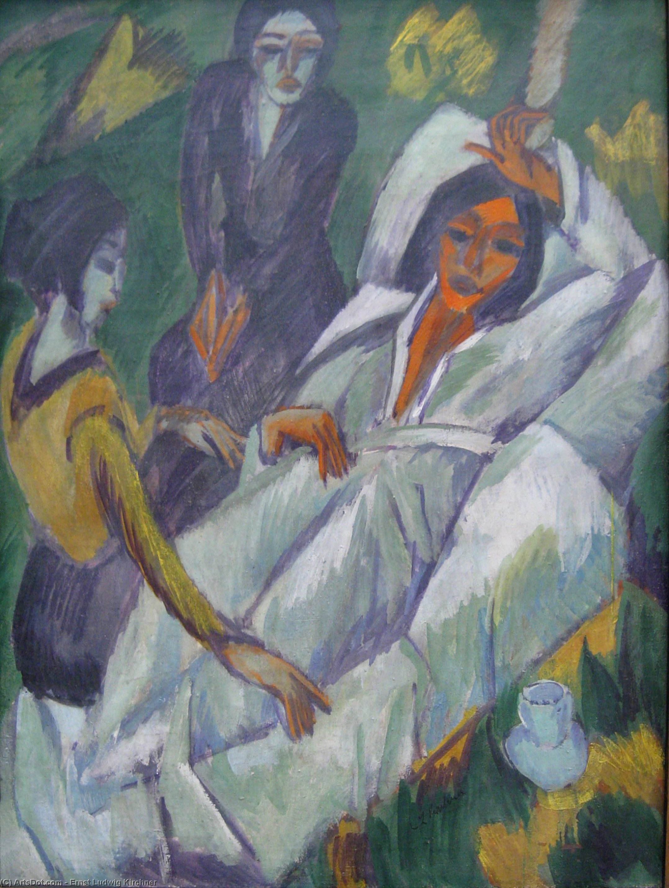 Order Oil Painting Replica Woman at Tea Time: Sick Woman, 1914 by Ernst Ludwig Kirchner (1880-1938, Germany) | ArtsDot.com
