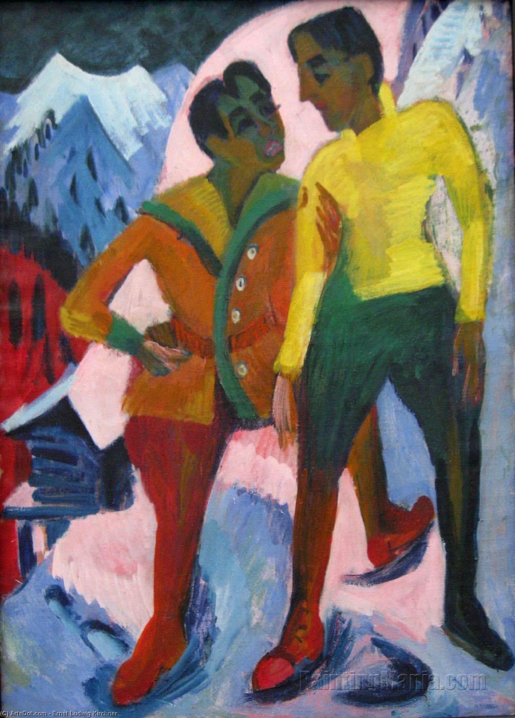 Order Paintings Reproductions Two Brothers, 1921 by Ernst Ludwig Kirchner (1880-1938, Germany) | ArtsDot.com