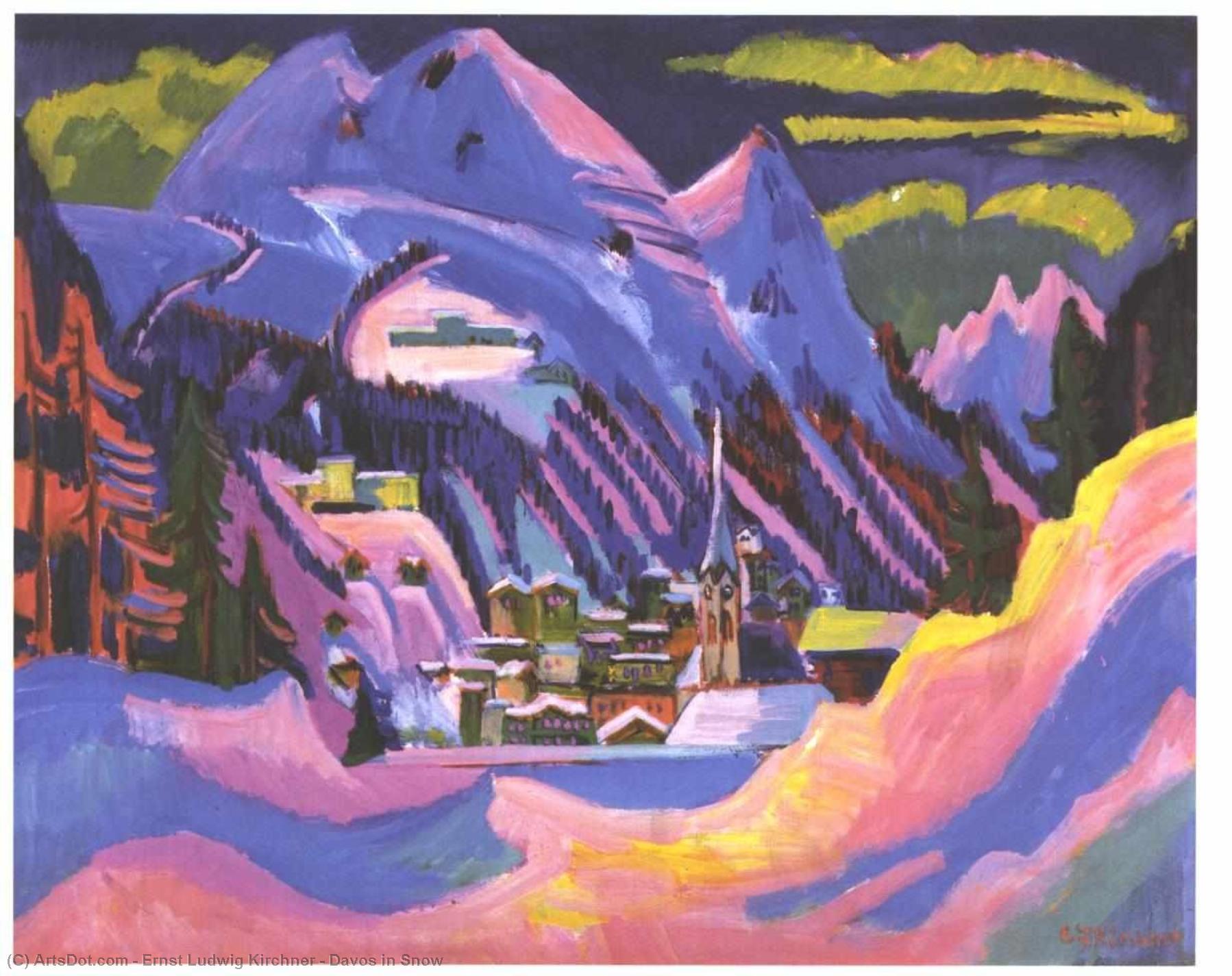 Order Oil Painting Replica Davos in Snow by Ernst Ludwig Kirchner (1880-1938, Germany) | ArtsDot.com