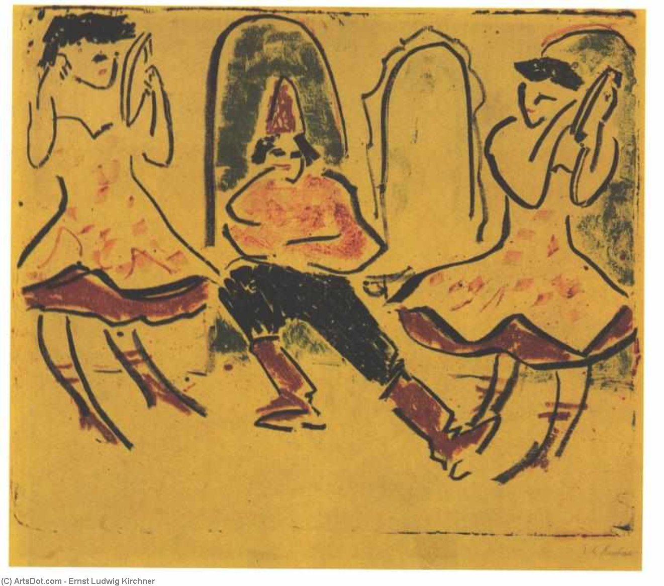 Order Art Reproductions Hungarian Dance by Ernst Ludwig Kirchner (1880-1938, Germany) | ArtsDot.com