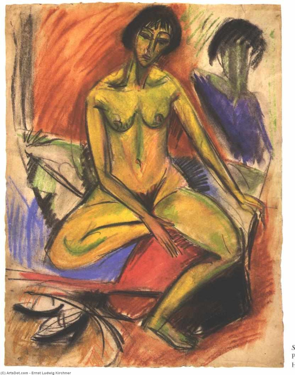 Order Oil Painting Replica Seated Female Nude by Ernst Ludwig Kirchner (1880-1938, Germany) | ArtsDot.com
