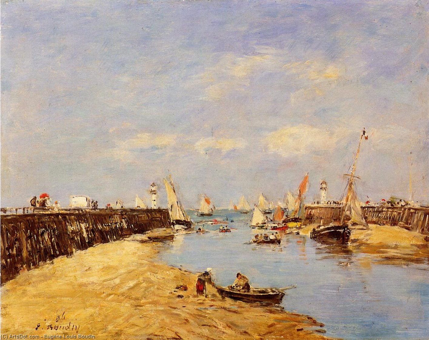 Order Oil Painting Replica Trouville, the Jetty and the Basin, 1896 by Eugène Louis Boudin (1824-1898, France) | ArtsDot.com
