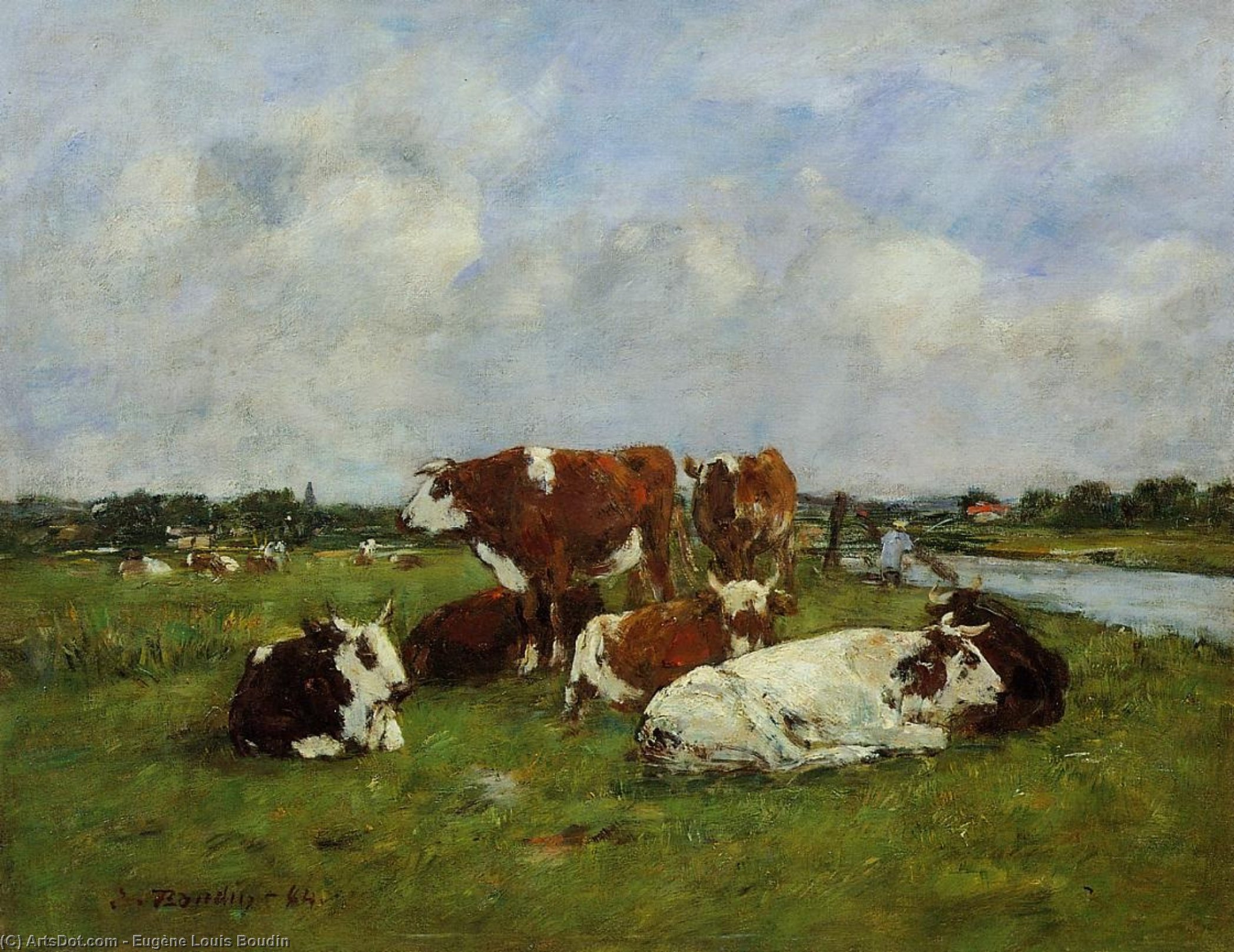 Buy Museum Art Reproductions Pasturage on the Banks of the Touques, 1884 by Eugène Louis Boudin (1824-1898, France) | ArtsDot.com