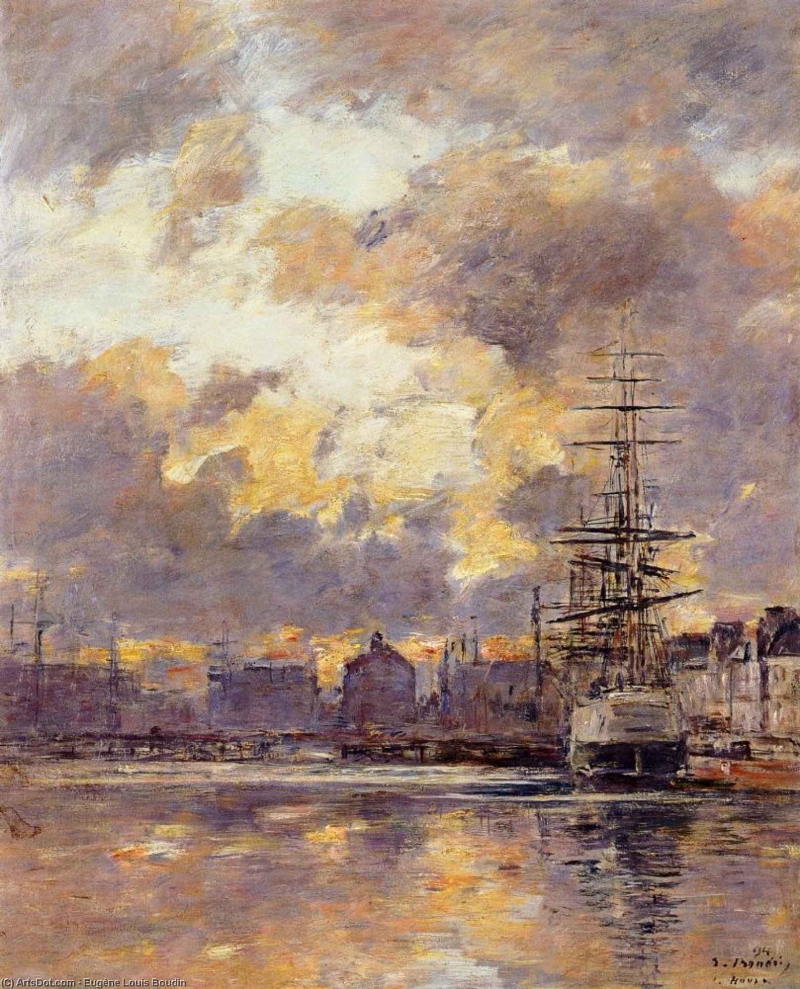 Buy Museum Art Reproductions Le Havre. Commerce Basin., 1894 by Eugène Louis Boudin (1824-1898, France) | ArtsDot.com