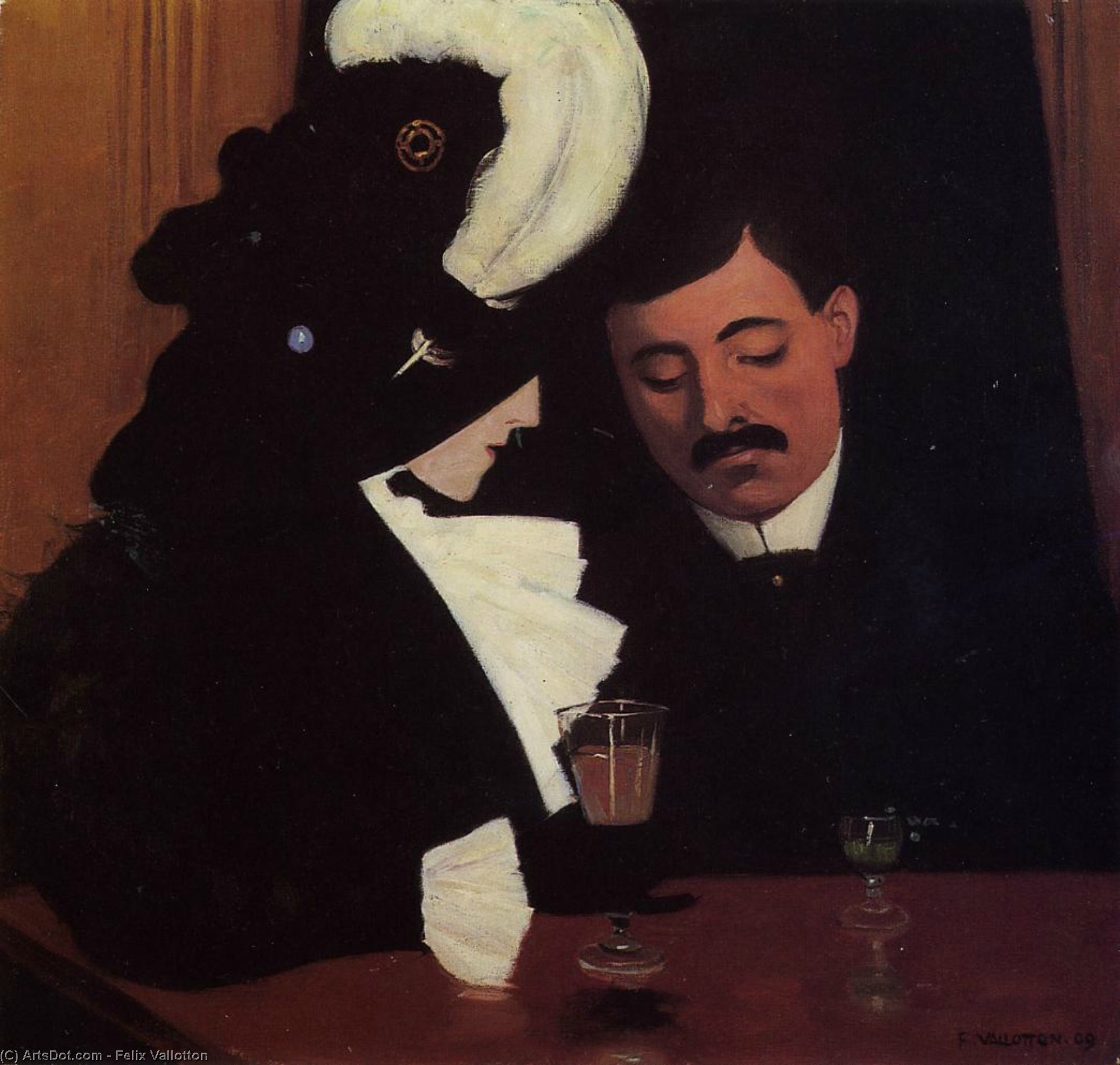 Buy Museum Art Reproductions At the Cafe (also known as The Provincial), 1909 by Felix Vallotton (1865-1925, Switzerland) | ArtsDot.com