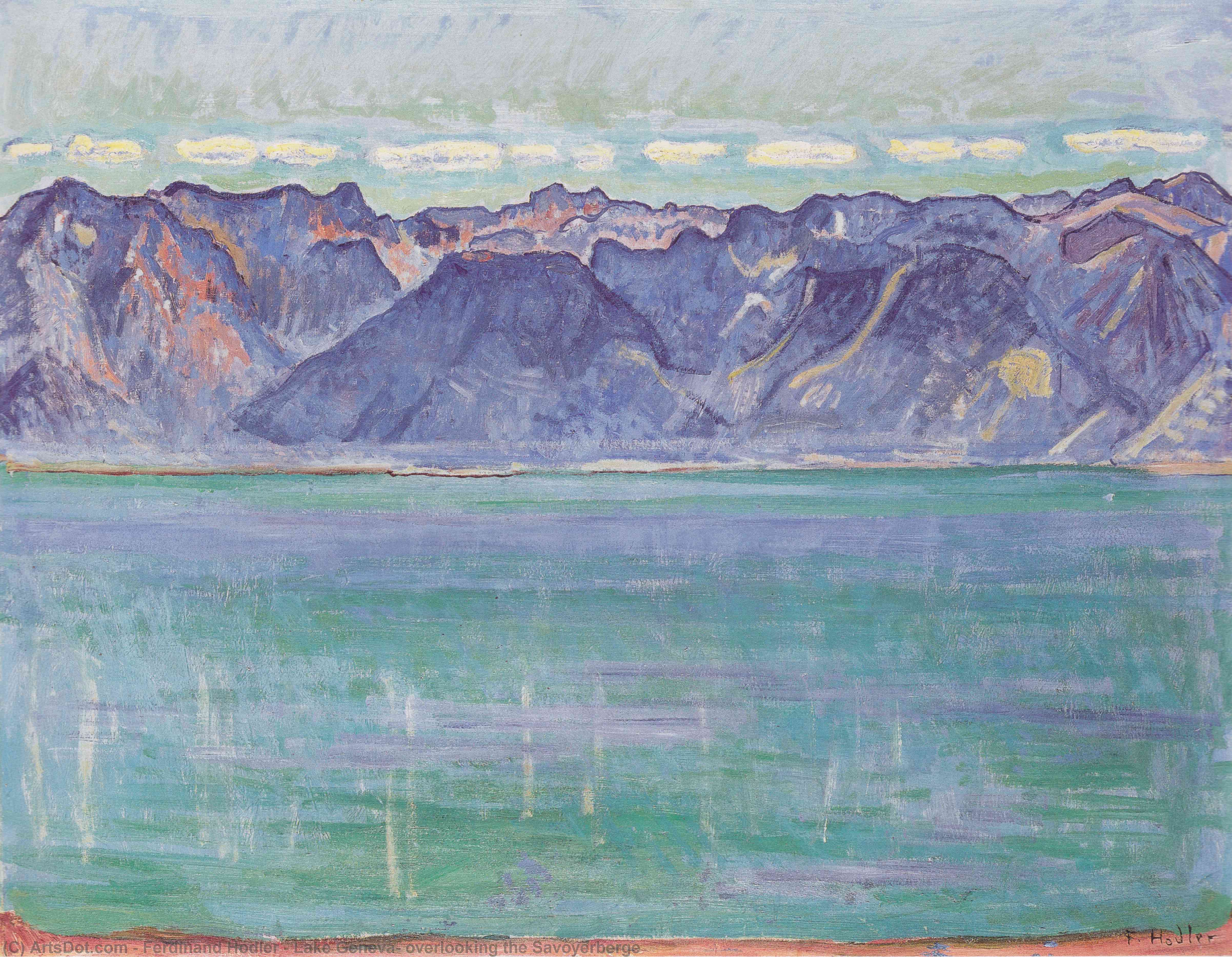 Order Paintings Reproductions Lake Geneva, overlooking the Savoyerberge, 1906 by Ferdinand Hodler (1853-1918, Switzerland) | ArtsDot.com