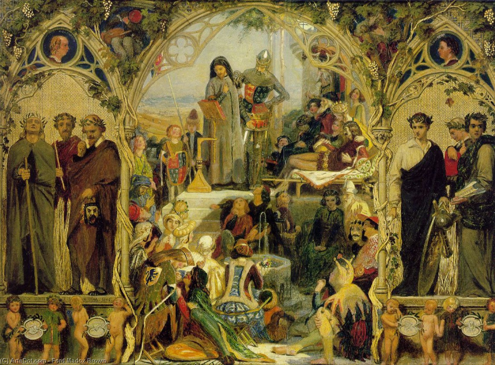 Order Oil Painting Replica The Seeds and Fruit of English Poetry, 1845 by Ford Madox Brown (1821-1893, France) | ArtsDot.com
