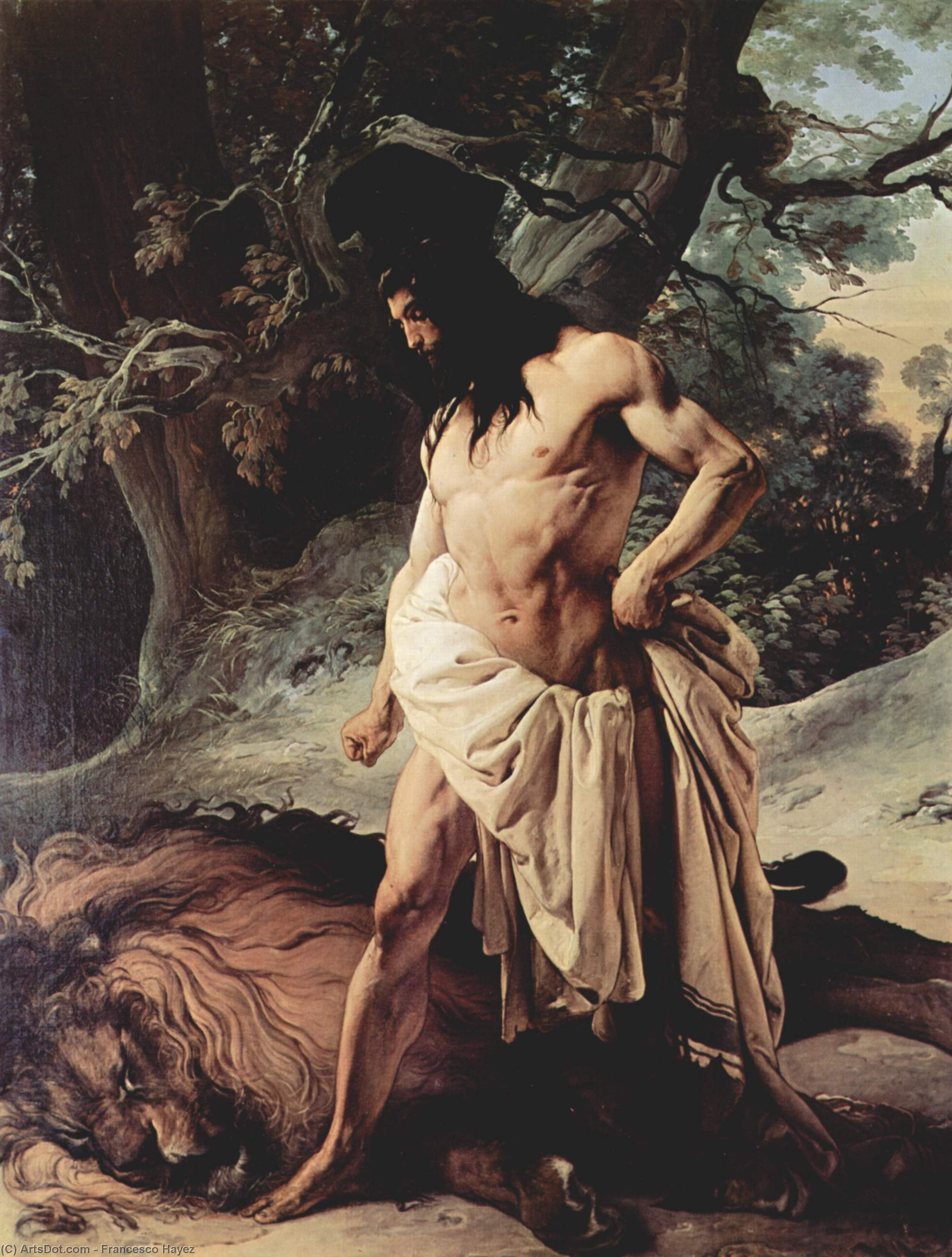 Buy Museum Art Reproductions Samson Slays the Lion by Francesco Hayez (1791-1882, Italy) | ArtsDot.com