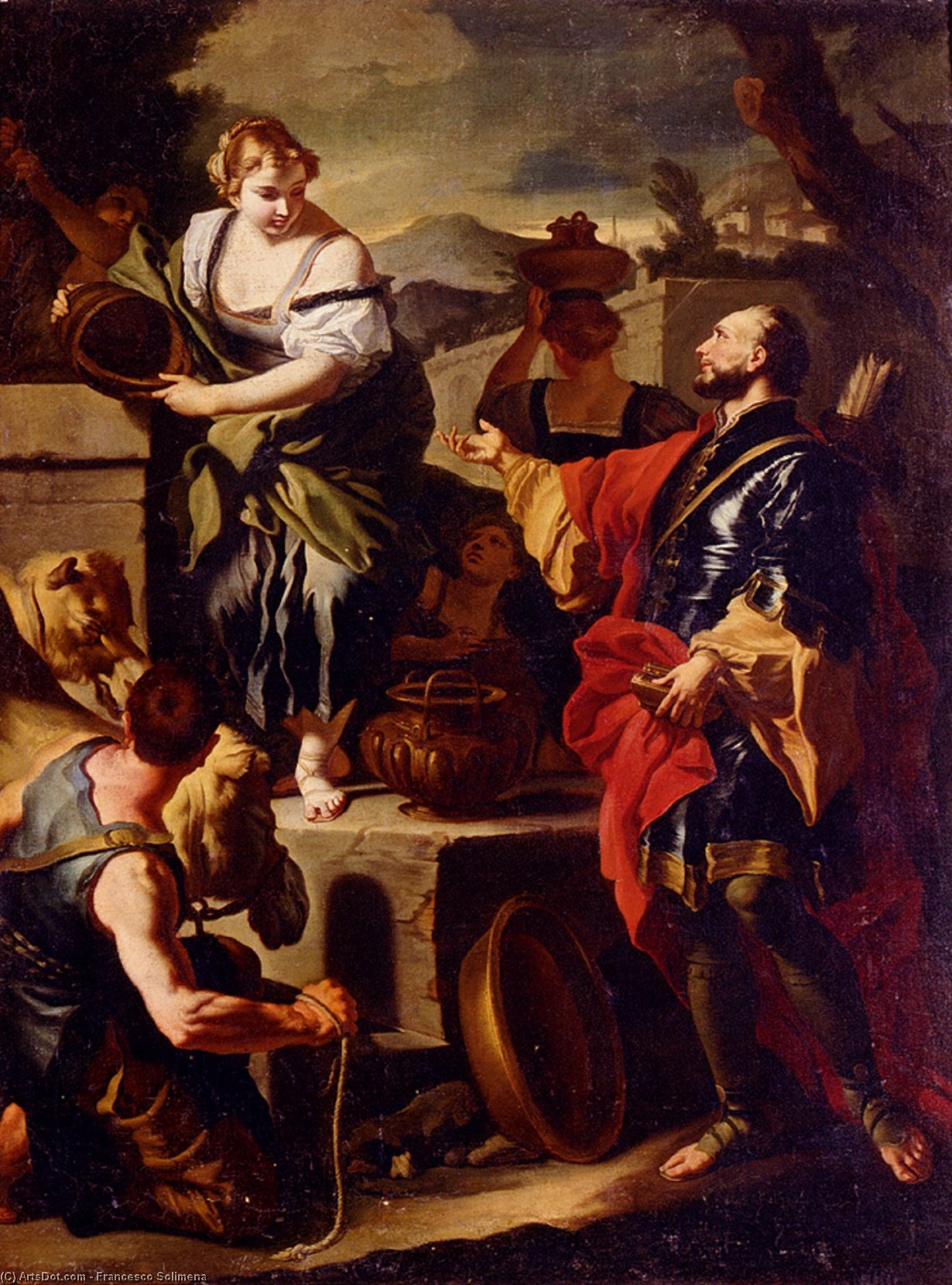 Order Oil Painting Replica Rebecca and Eliezer at the Well by Francesco Solimena (1657-1747, Italy) | ArtsDot.com