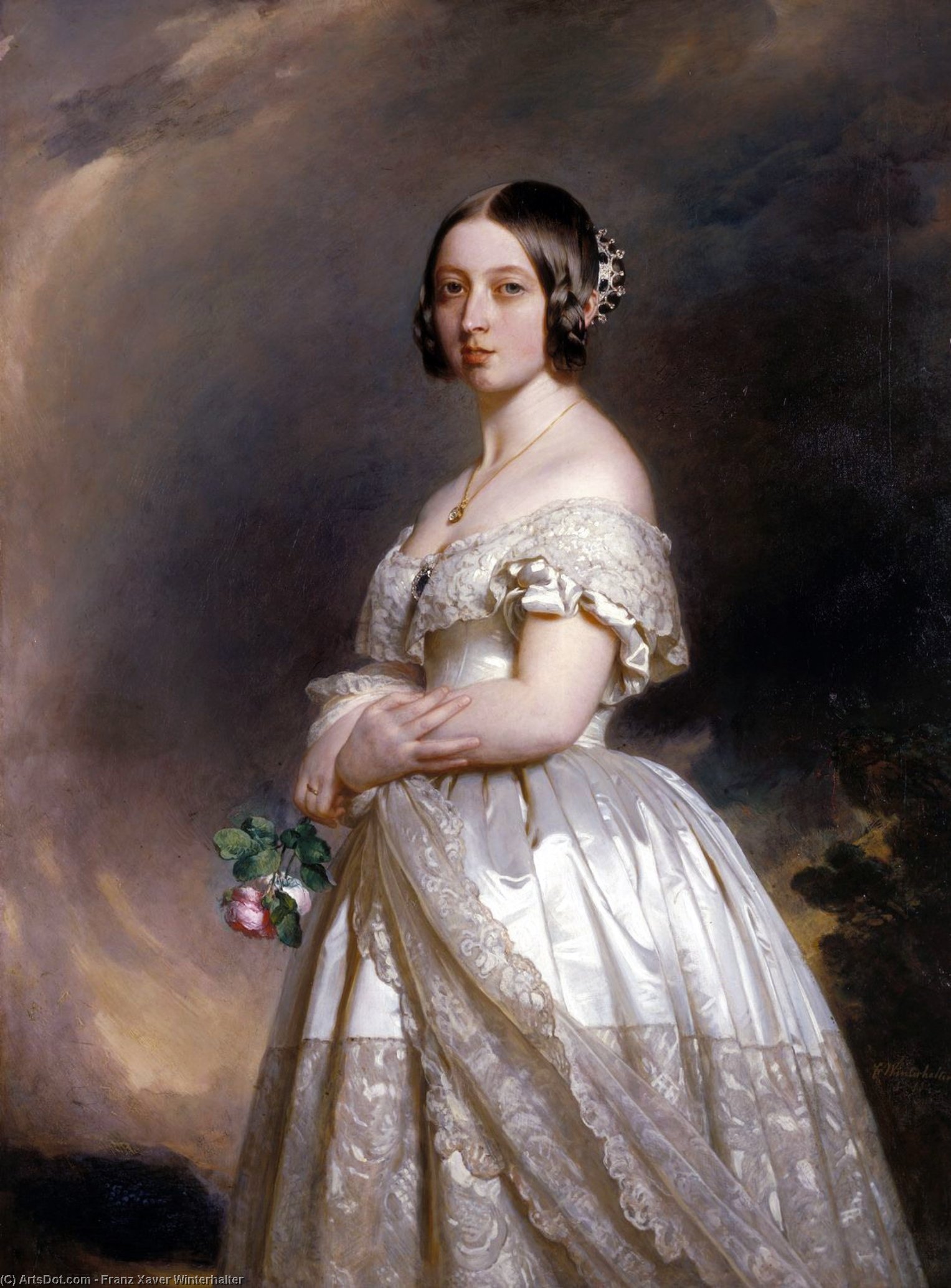 Order Oil Painting Replica Queen Victoria, 1842 by Franz Xaver Winterhalter (1805-1873, Germany) | ArtsDot.com