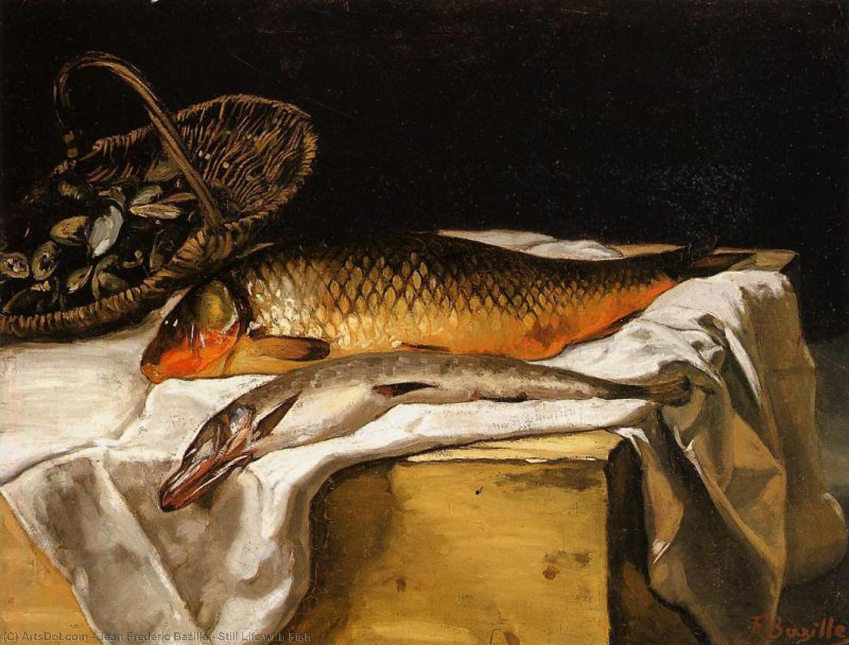 Order Oil Painting Replica Still Life with Fish, 1866 by Jean Frederic Bazille (1841-1870, France) | ArtsDot.com