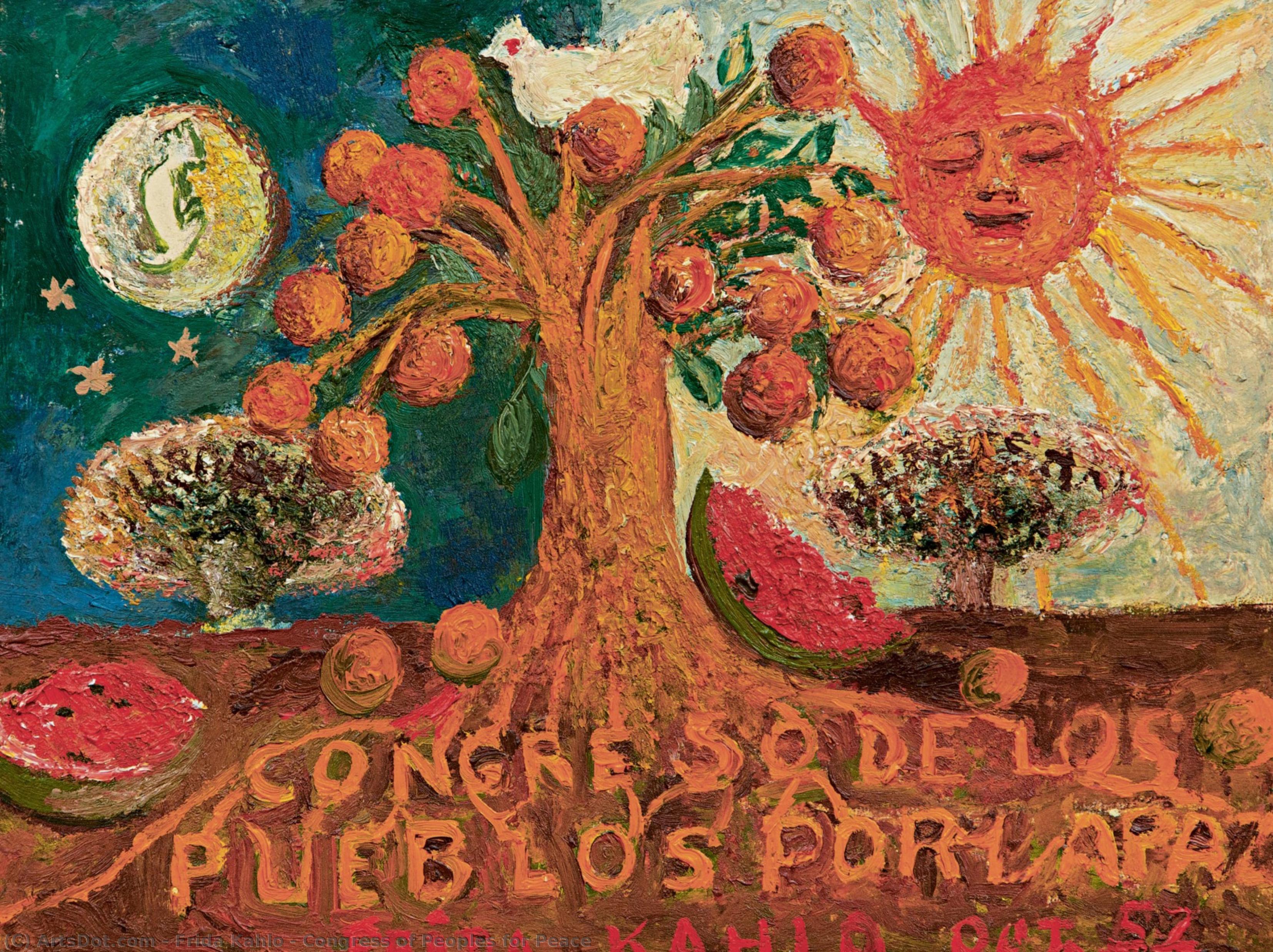 Order Art Reproductions Congress of Peoples for Peace, 1952 by Frida Kahlo (Inspired By) (1907-1954, Mexico) | ArtsDot.com