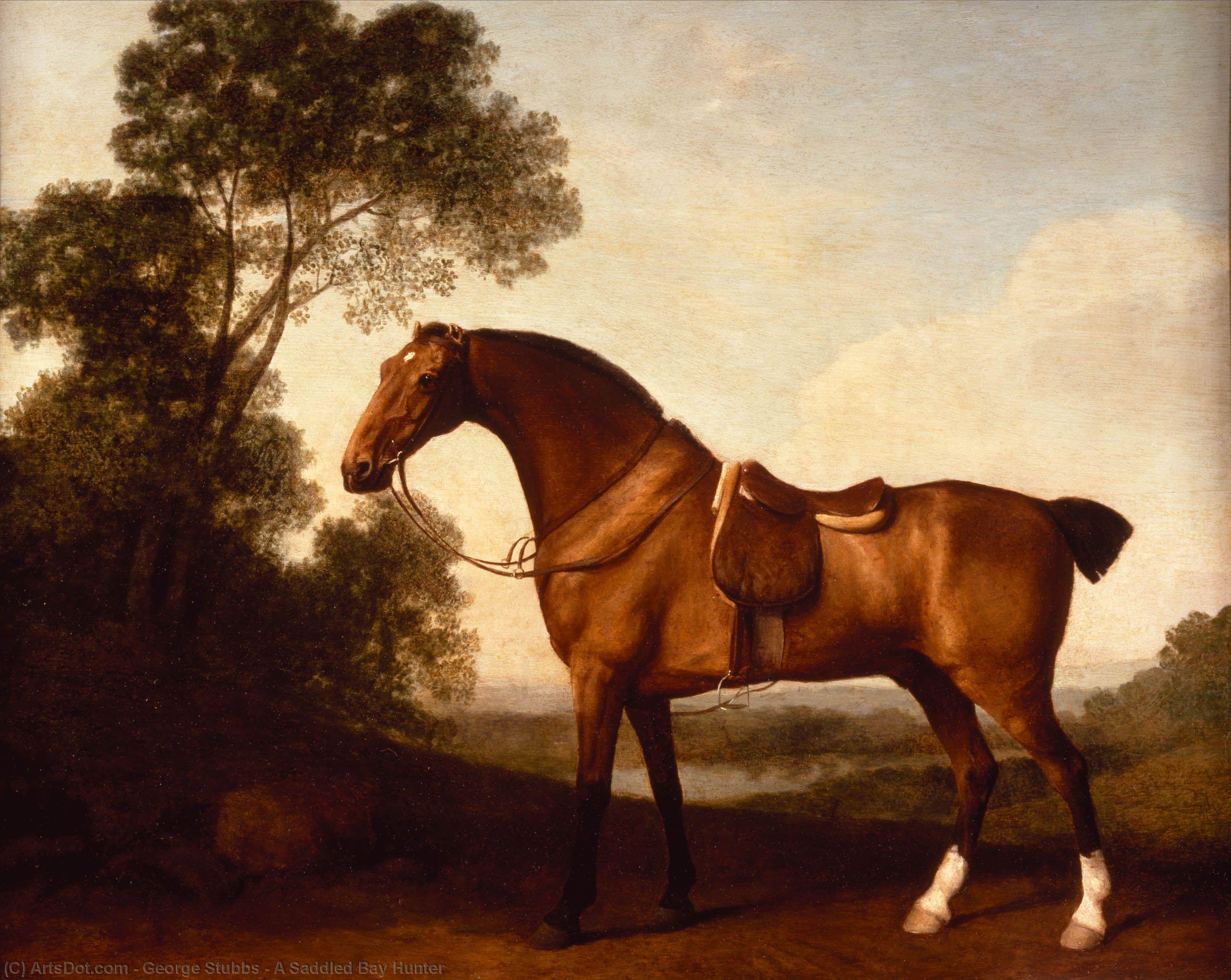 Order Paintings Reproductions A Saddled Bay Hunter, 1786 by George Stubbs (1724-1806, United Kingdom) | ArtsDot.com