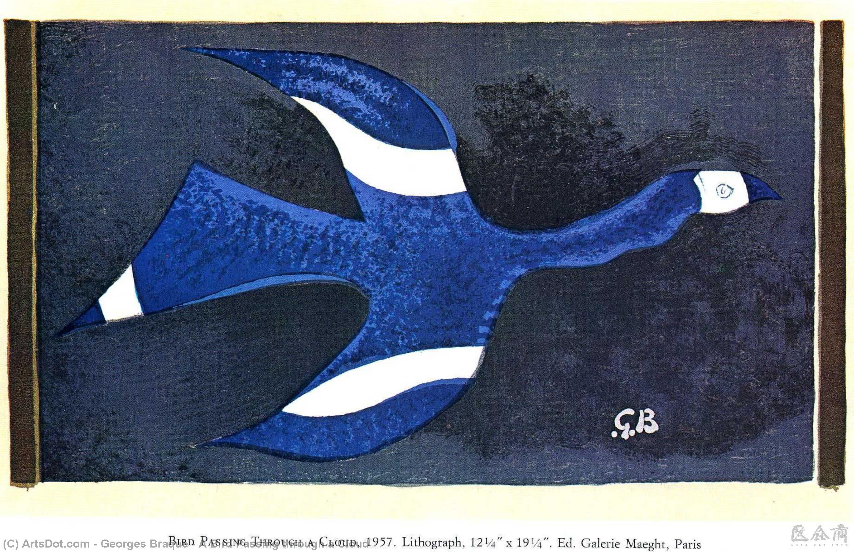 Order Oil Painting Replica A Bird Passing through a Cloud, 1957 by Georges Braque (Inspired By) (1882-1963, France) | ArtsDot.com