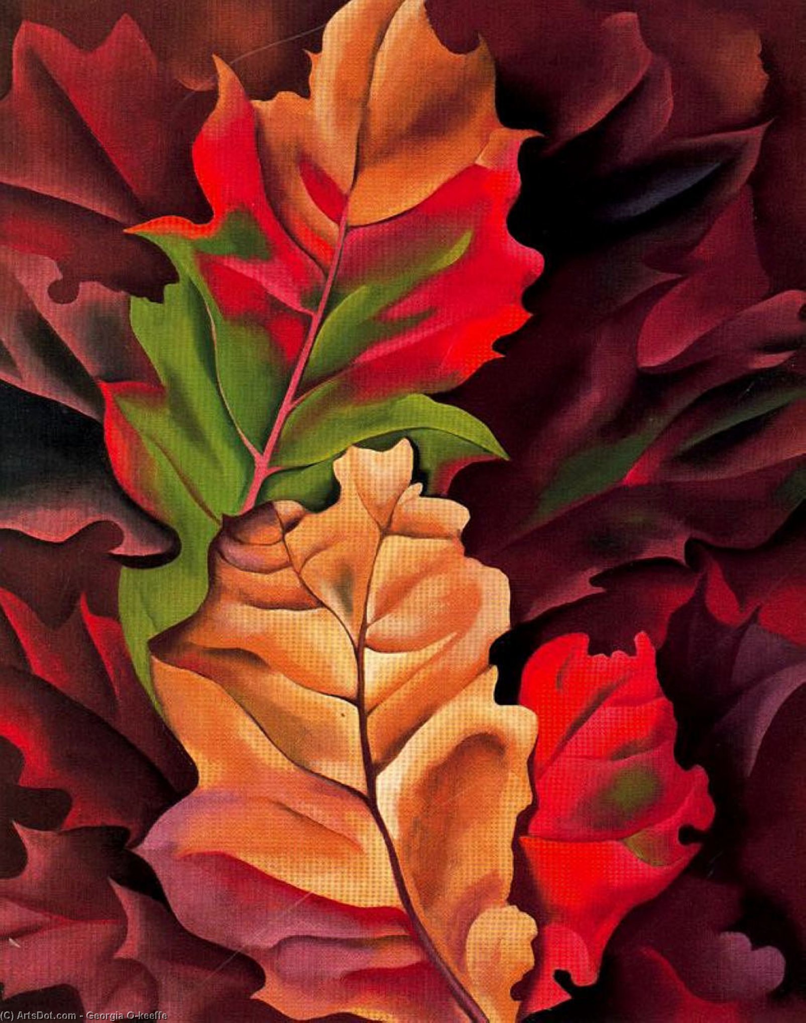 Order Oil Painting Replica Autumn Leaves by Georgia Totto O'keeffe (Inspired By) (1887-1986, United States) | ArtsDot.com