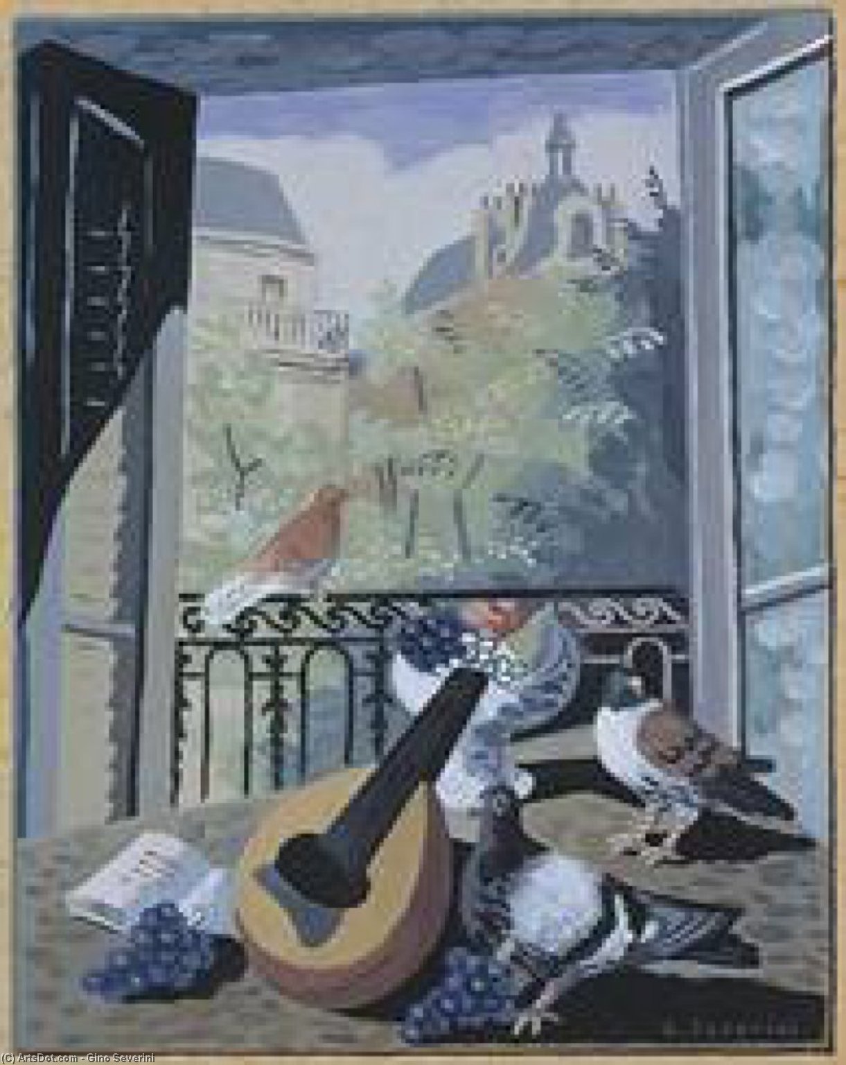 Order Oil Painting Replica Window with Doves, 1931 by Gino Severini (Inspired By) (1883-1966, Italy) | ArtsDot.com