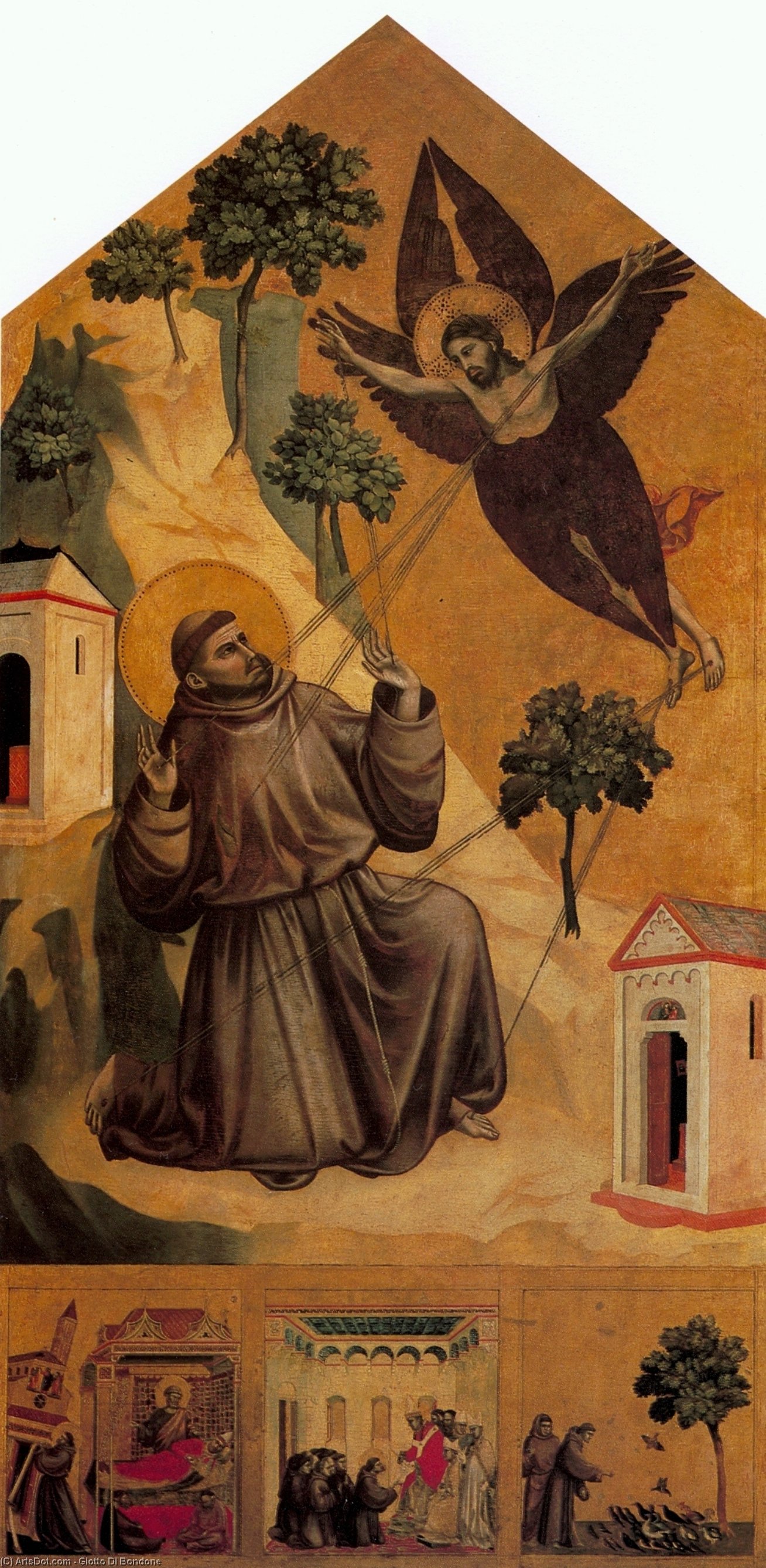 Buy Museum Art Reproductions St. Francis Receiving the Stigmata, 1300 by Giotto Di Bondone (1267-1337, Italy) | ArtsDot.com