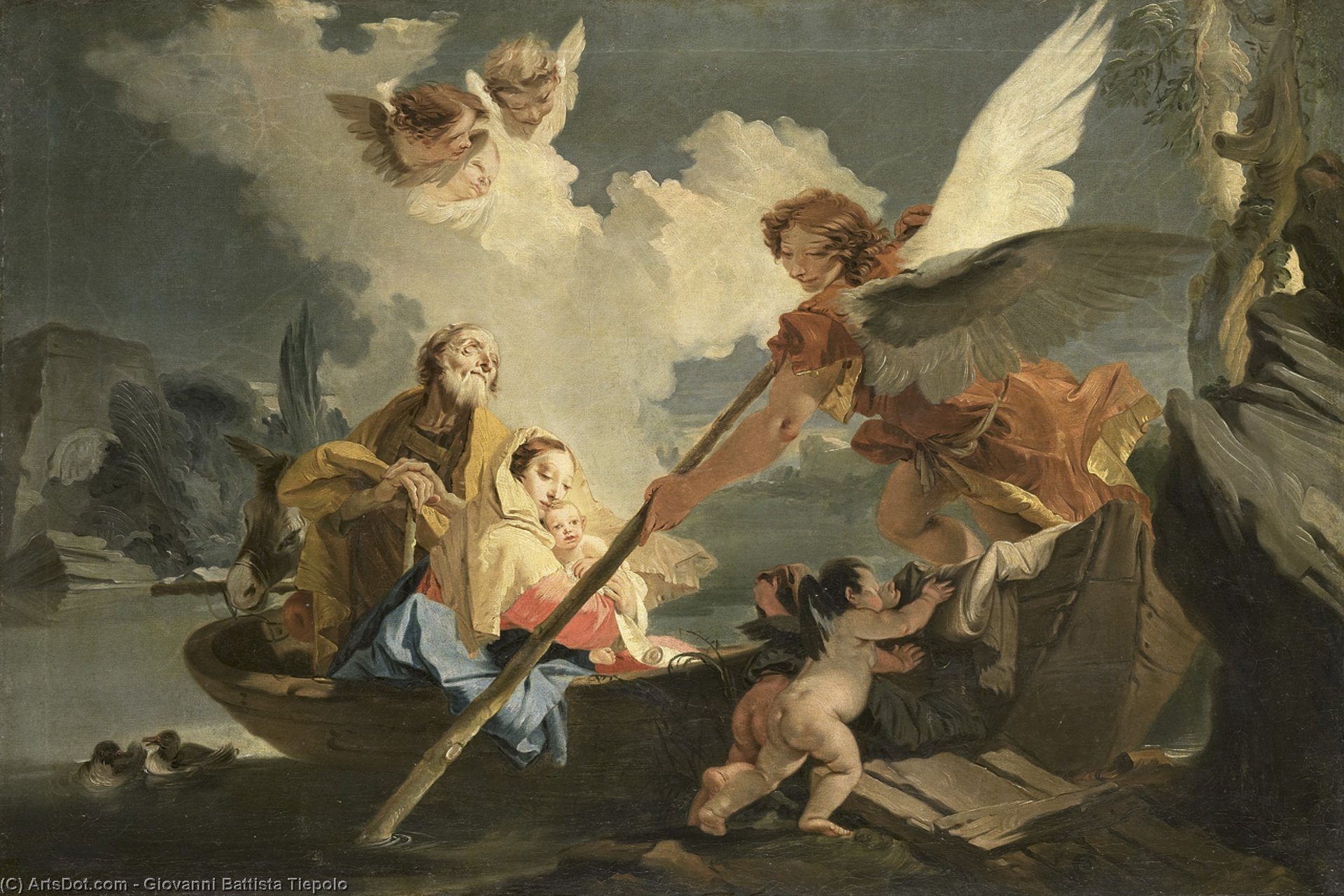 Order Oil Painting Replica The Flight to Egypt by Giovanni Battista Tiepolo (2007-1770, Italy) | ArtsDot.com
