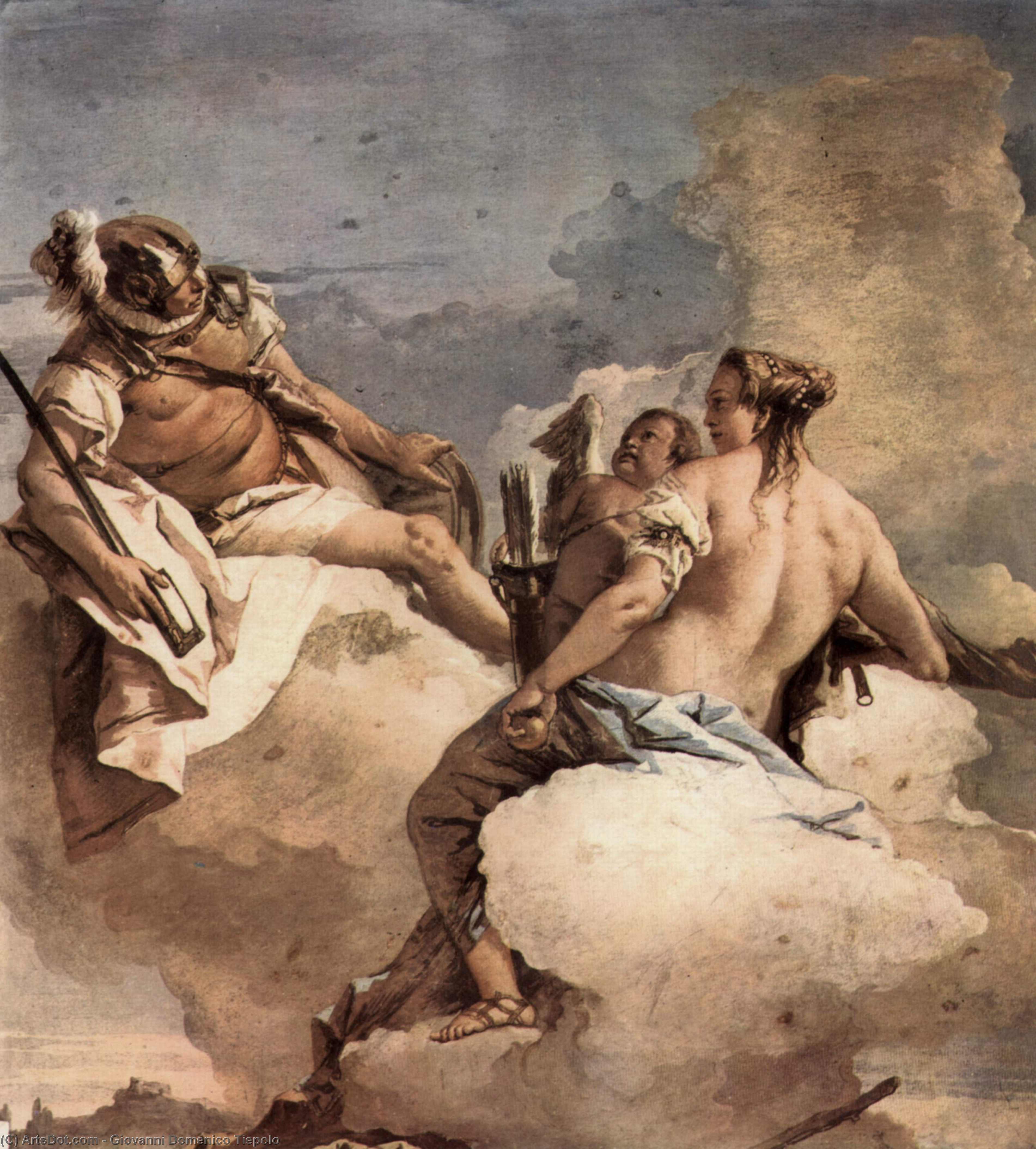 Order Oil Painting Replica Mars, Venus and Cupid, 1757 by Giovanni Domenico Tiepolo (2007-1770, Italy) | ArtsDot.com