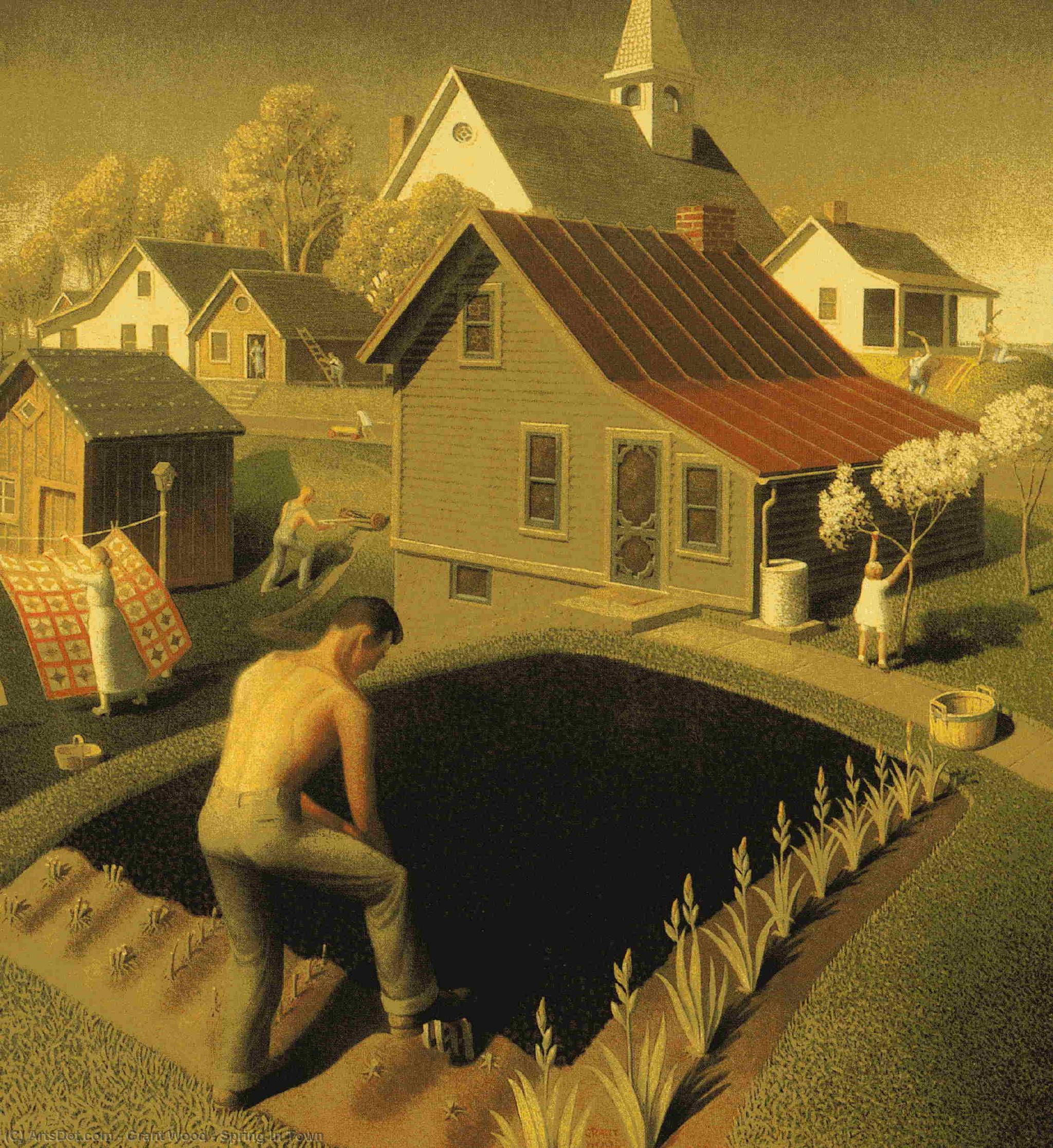 Order Paintings Reproductions Spring In Town, 1941 by Grant Wood (1891-1942, United States) | ArtsDot.com