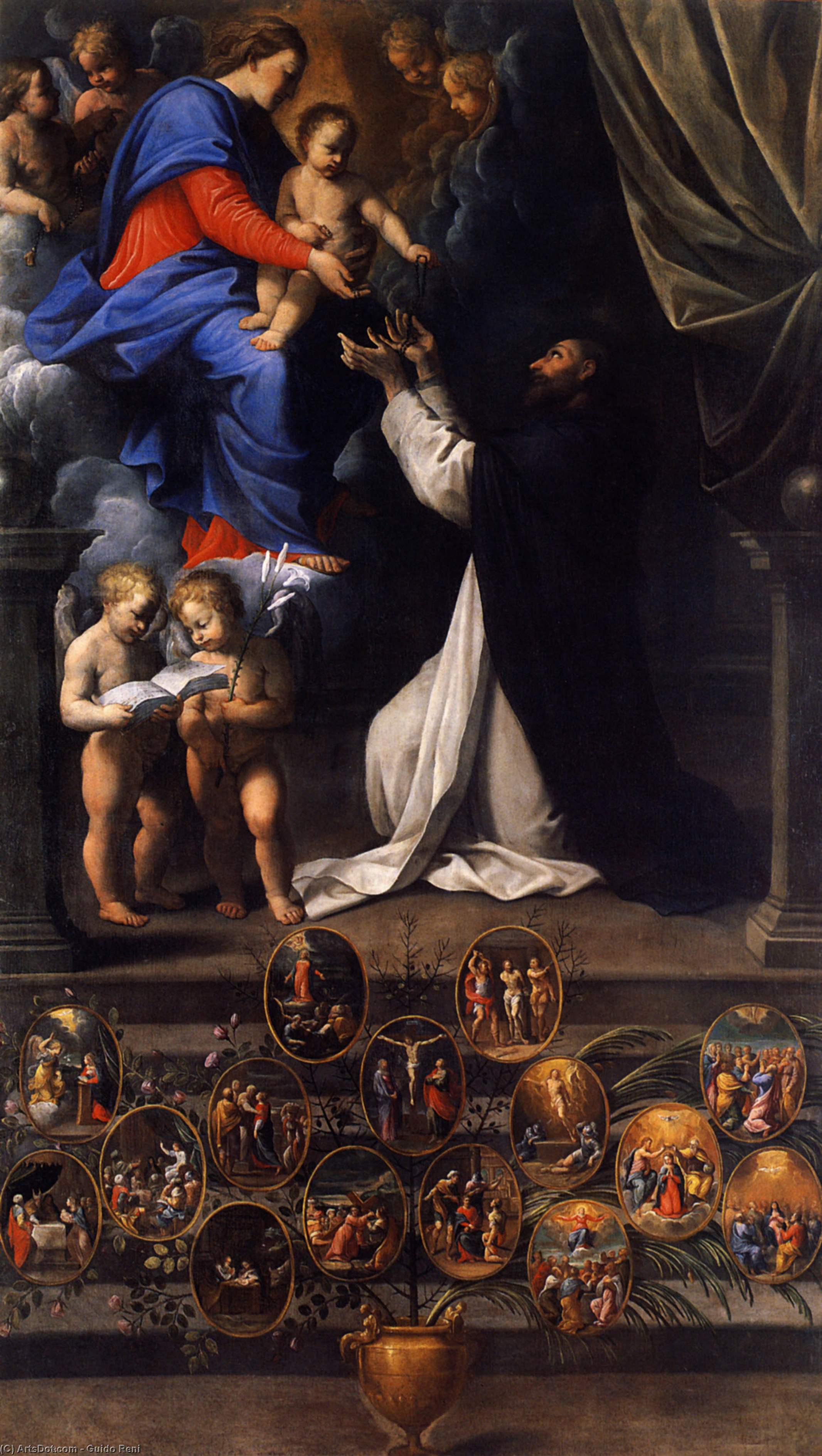 Order Paintings Reproductions Rosary Madonna, 1598 by Reni Guido (Le Guide) (1575-1642, Italy) | ArtsDot.com