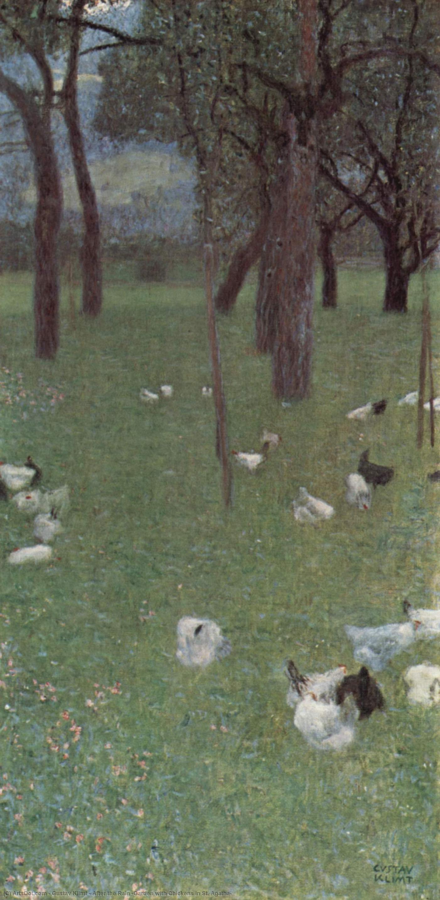 Buy Museum Art Reproductions After the Rain (Garden with Chickens in St. Agatha), 1899 by Gustav Klimt | ArtsDot.com
