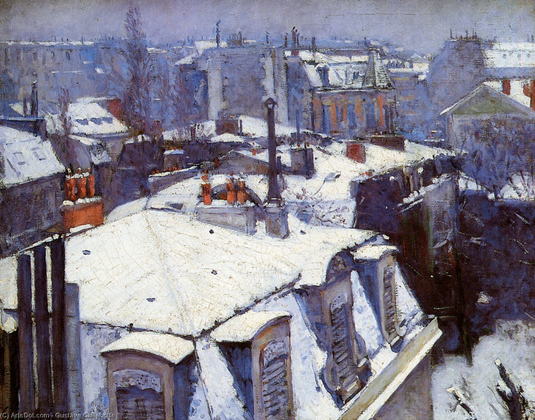 Order Artwork Replica View of Roofs (Snow Effect) or Roofs under Snow, 1878 by Gustave Caillebotte (1848-1894, France) | ArtsDot.com