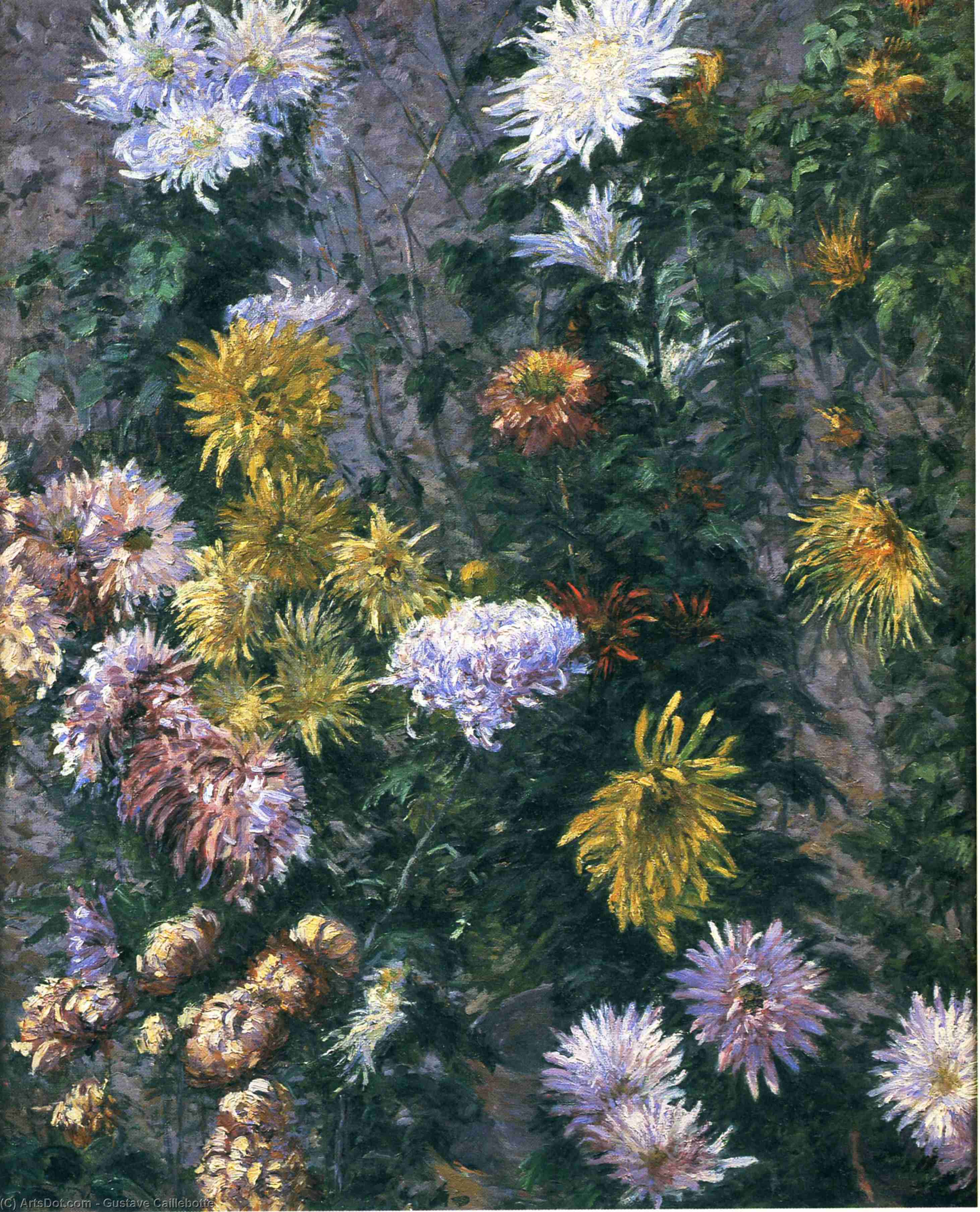 Order Oil Painting Replica White and Yellow Chrysanthemums, 1893 by Gustave Caillebotte (1848-1894, France) | ArtsDot.com