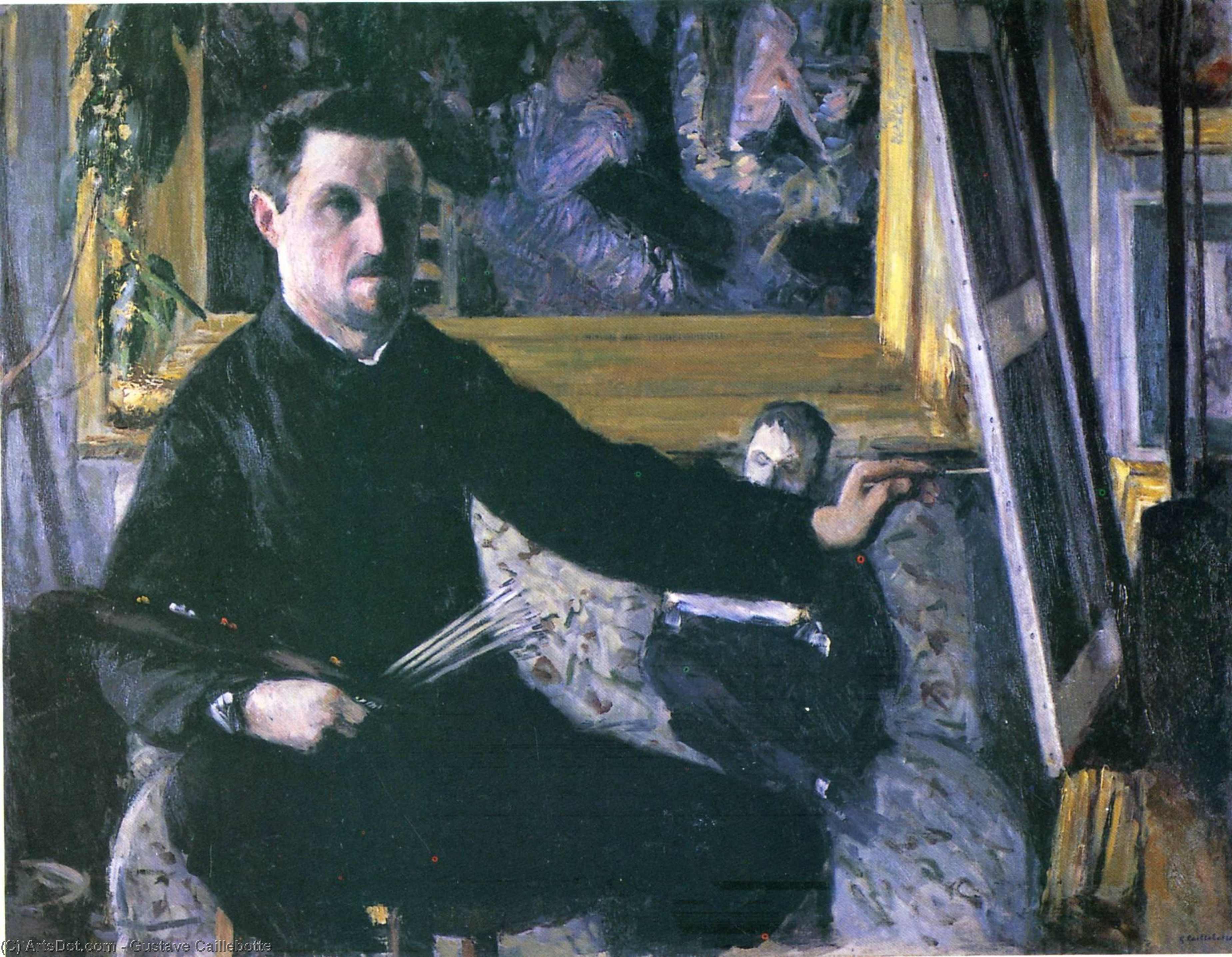 Order Oil Painting Replica Self-Portrait with an Easel, 1880 by Gustave Caillebotte (1848-1894, France) | ArtsDot.com